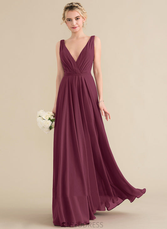 A-Line Length Neckline V-neck Silhouette Fabric Floor-Length Pleated Embellishment Karla Sleeveless Natural Waist Bridesmaid Dresses