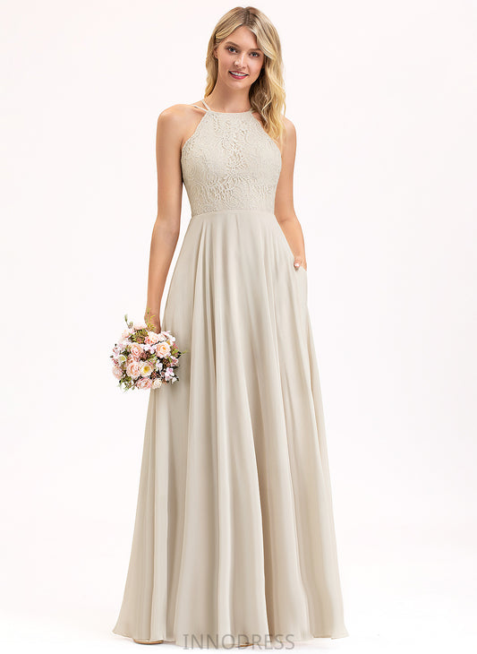 A-Line Fabric Silhouette Floor-Length Length Scoop Lace Neckline Straps&Sleeves Nell Sheath/Column Sleeveless Bridesmaid Dresses