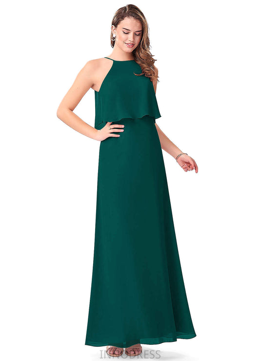 Lucile Sleeveless A-Line/Princess Floor Length Natural Waist Halter Bridesmaid Dresses