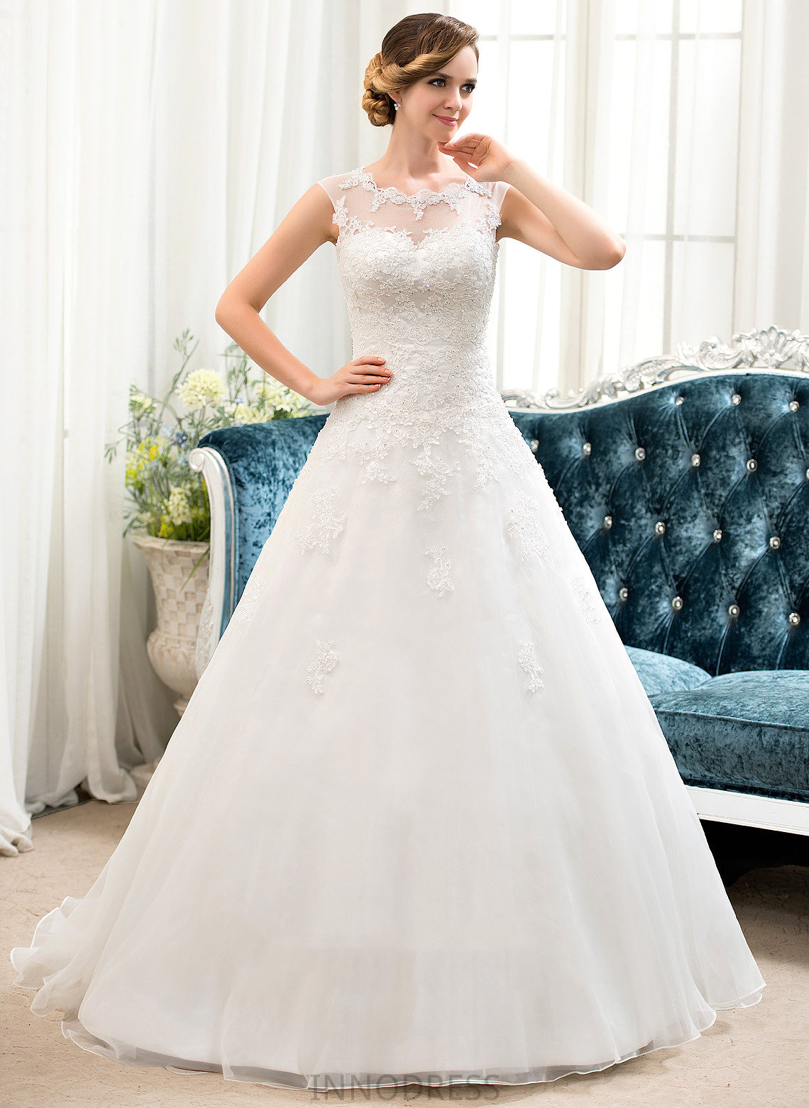 Sequins Wedding Wedding Dresses Dress Rosalind Illusion Sweep Lace With Ball-Gown/Princess Tulle Train Beading Organza