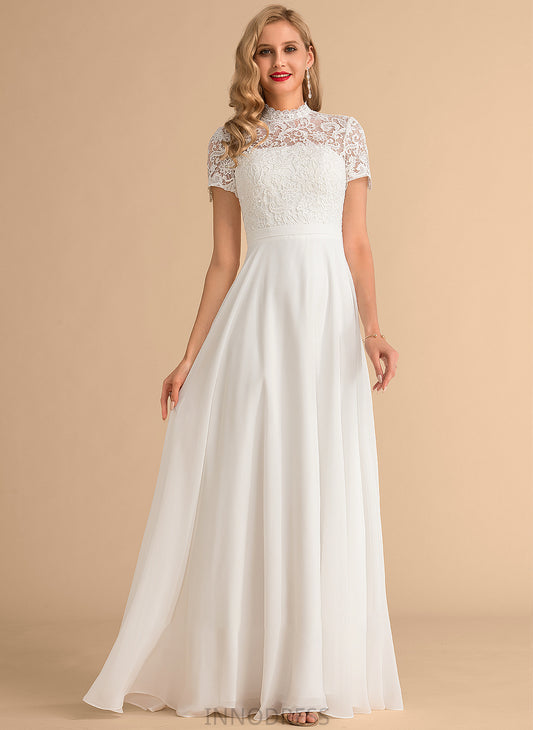 Lace High Wedding Dress Wedding Dresses Floor-Length Gianna Neck Chiffon A-Line