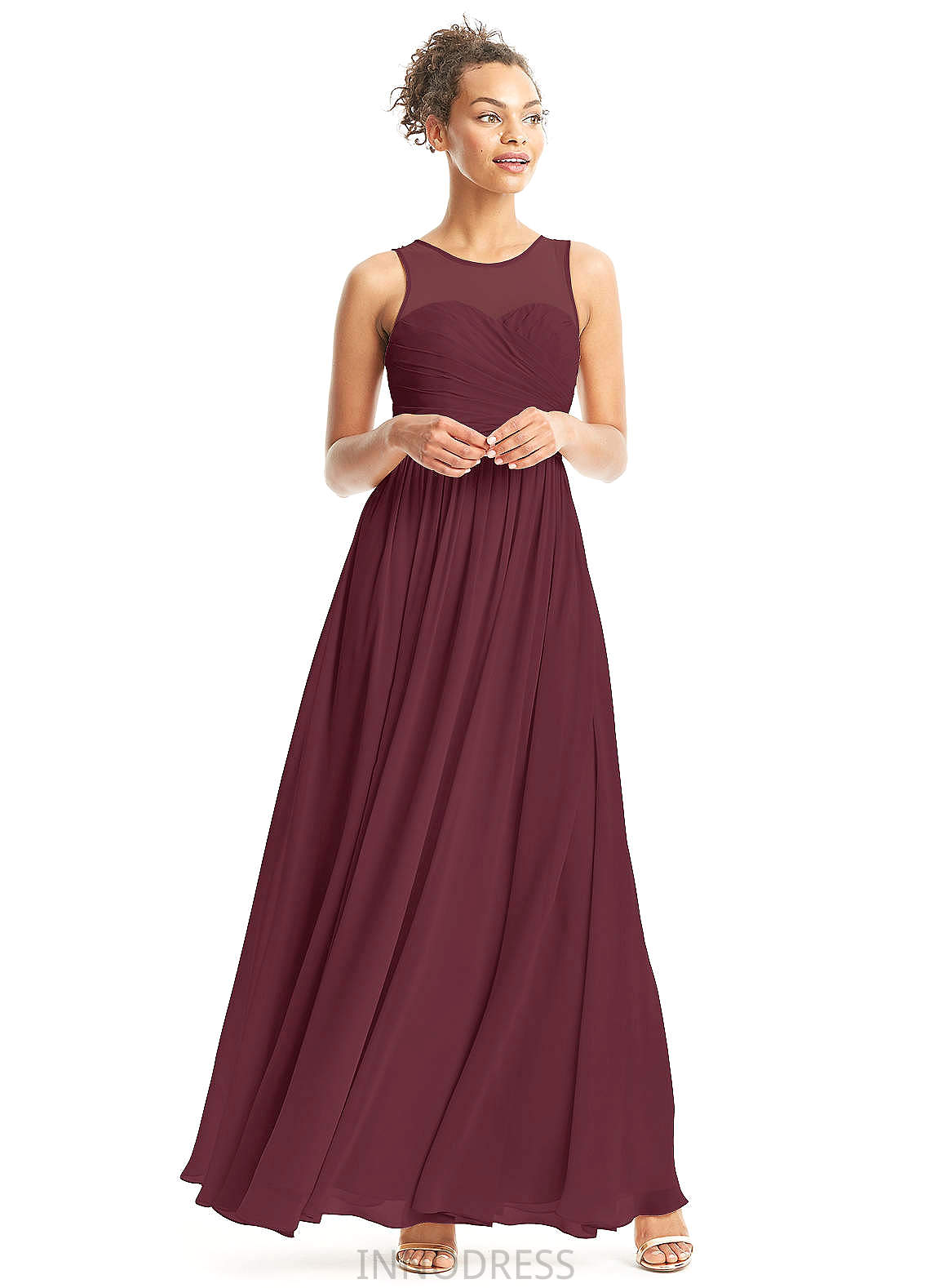 Kristen Natural Waist Scoop Sleeveless A-Line/Princess Floor Length Bridesmaid Dresses