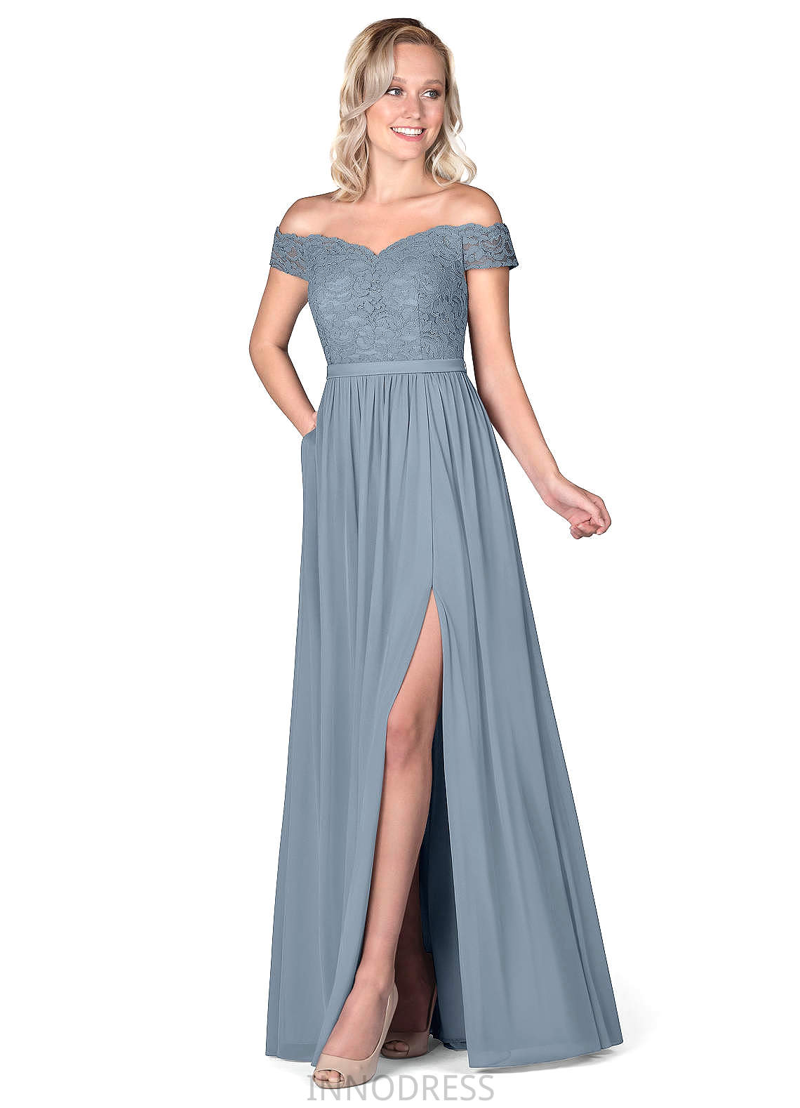 Polly Natural Waist V-Neck Sleeveless Trumpet/Mermaid Spandex Sweep-Brush Train Bridesmaid Dresses