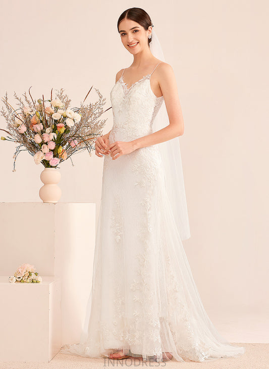 Kiera Tulle Dress A-Line Wedding With Lace Court Train Wedding Dresses V-neck Sequins