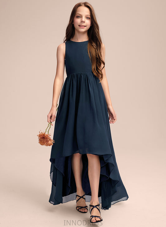 Scoop Chiffon Junior Bridesmaid Dresses Aspen A-Line Asymmetrical Neck