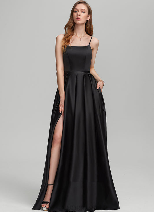 Silhouette Neckline Satin A-Line Straps&Sleeves Floor-Length Fabric Square Length Alondra Scoop Sleeveless Bridesmaid Dresses