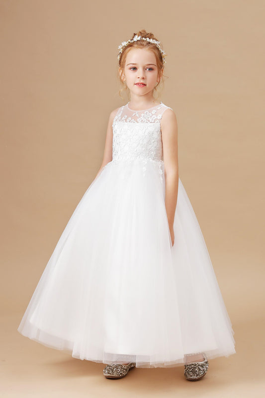 Sweetheart Sleeveless Tulle Flower Girl Dresses With Appliques