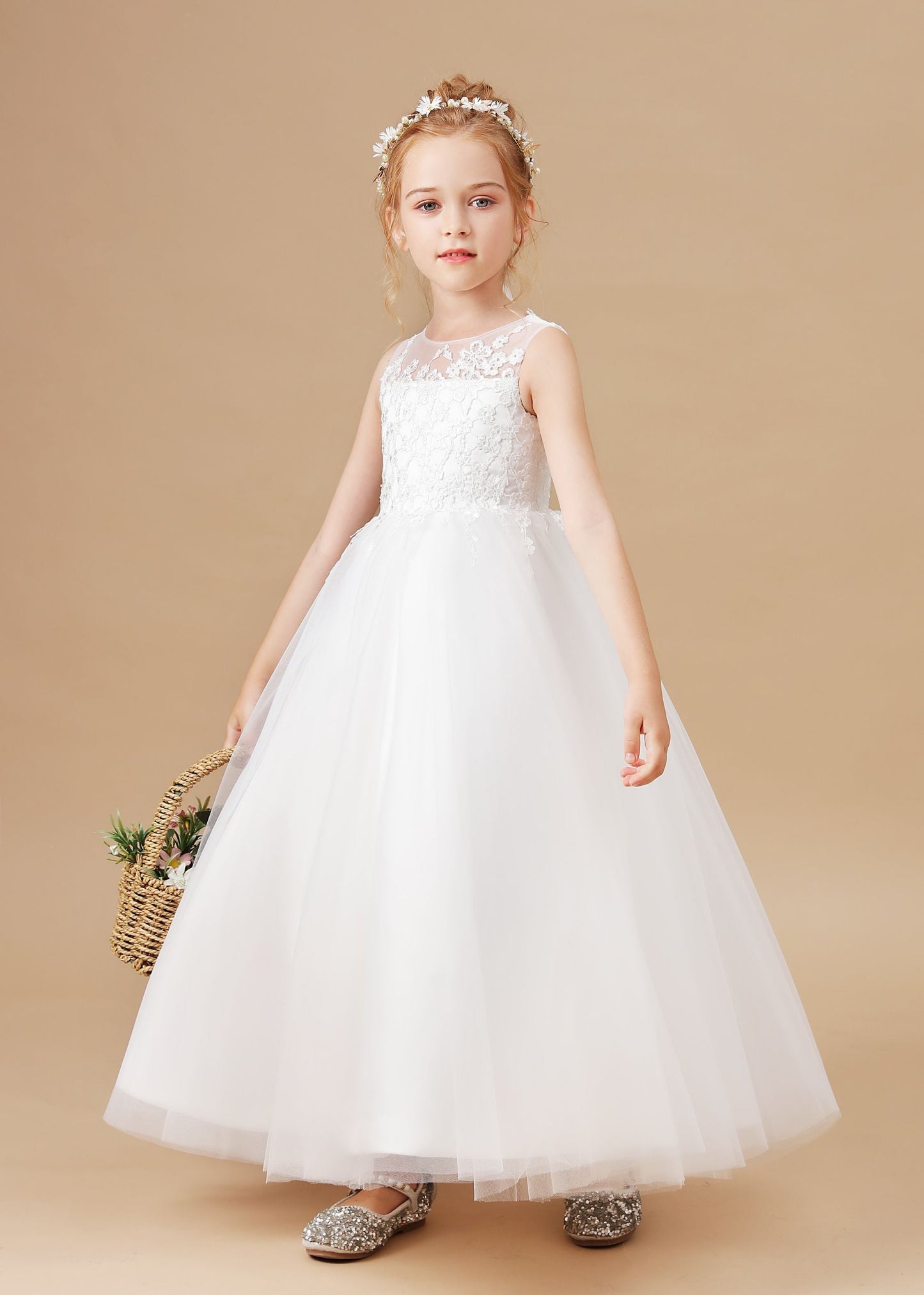 Sweetheart Sleeveless Tulle Flower Girl Dresses With Appliques