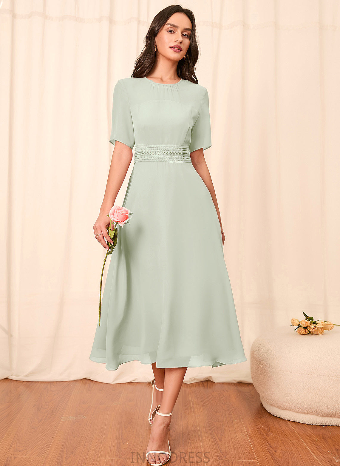 Sleeve Sleeves A-Line Length Knee-Length Straps Silhouette Fabric Maryjane Sleeveless A-Line/Princess Natural Waist Bridesmaid Dresses