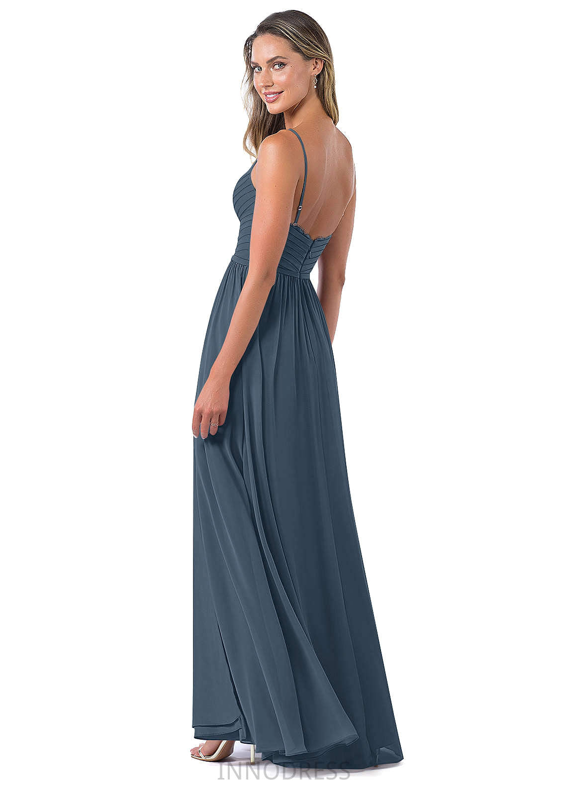 Sophia Floor Length Spaghetti Staps Natural Waist A-Line/Princess Sleeveless Bridesmaid Dresses