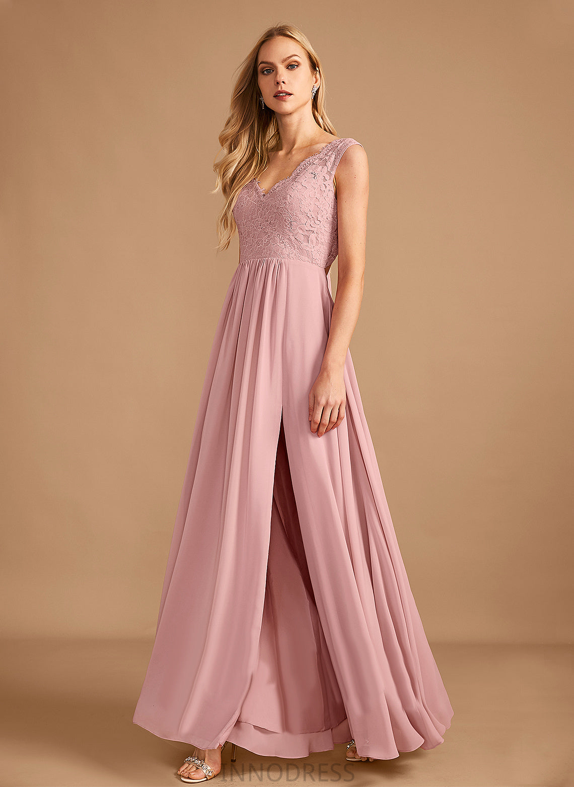 Neckline A-Line Fabric SplitFront V-neck Silhouette Embellishment Floor-Length Length Pockets Hadley Bridesmaid Dresses