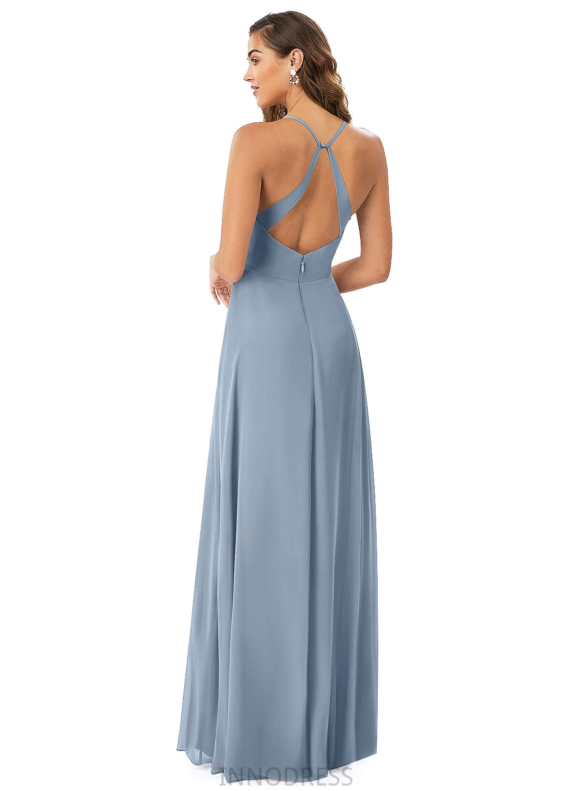 Allyson Natural Waist Sheath/Column Sleeveless High Low Spaghetti Staps Bridesmaid Dresses