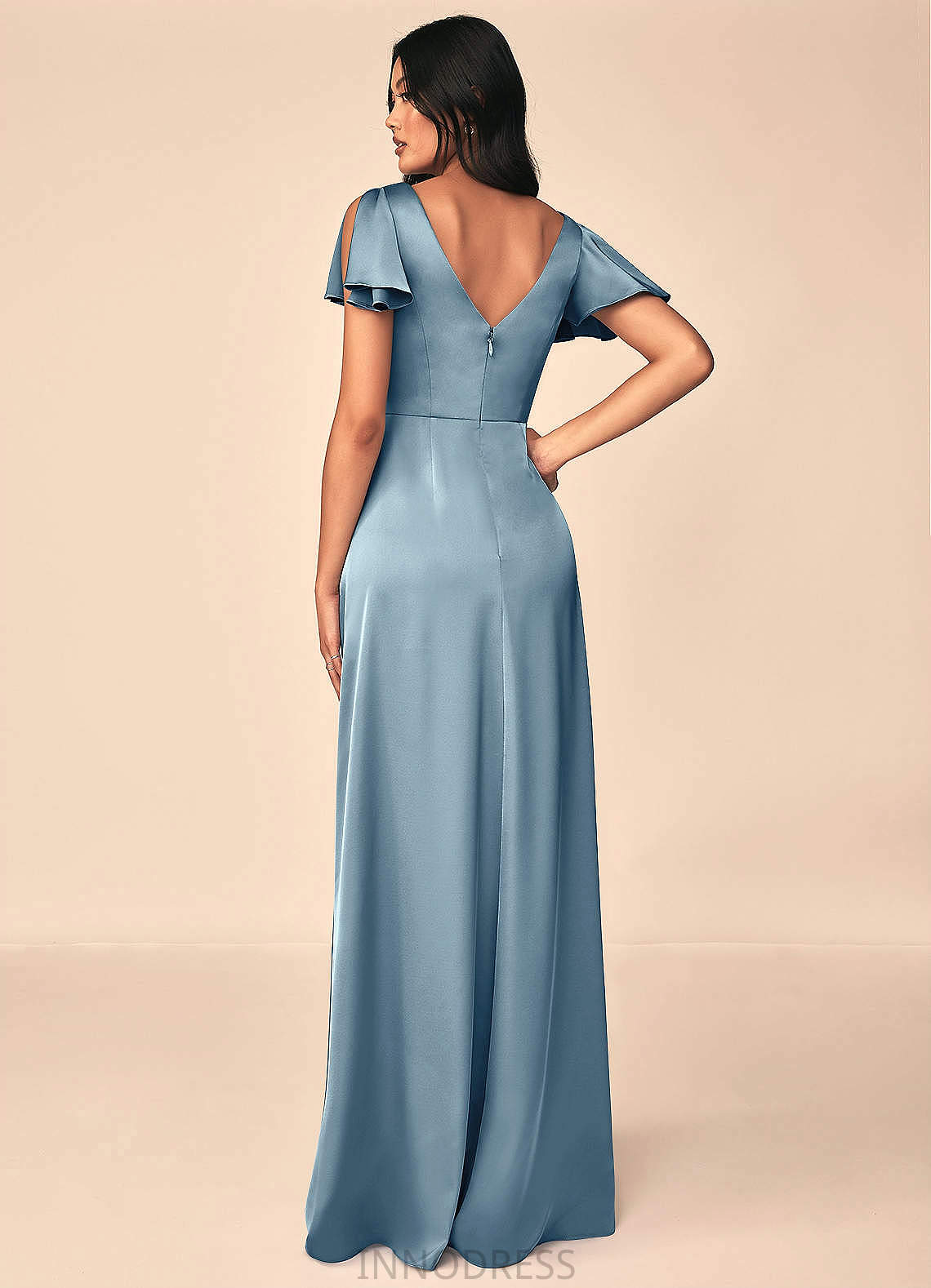 Camila A-Line/Princess Natural Waist Spaghetti Staps Floor Length Sleeveless Bridesmaid Dresses