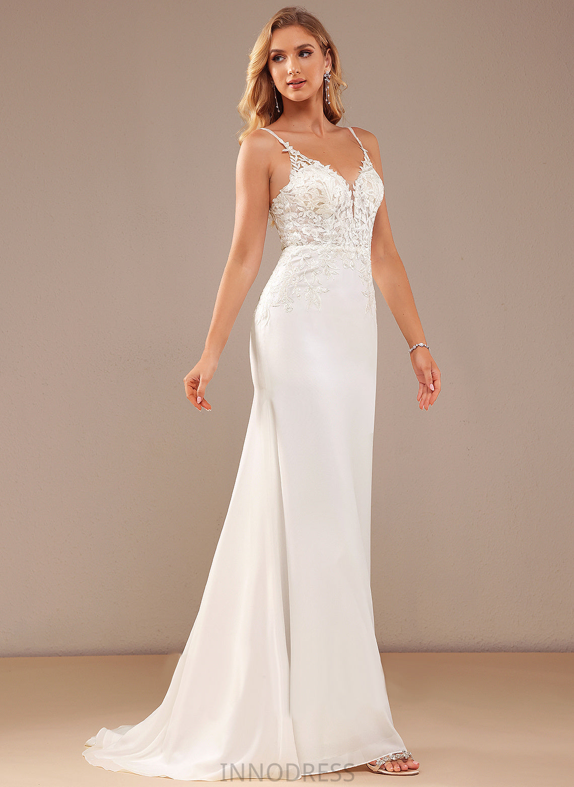 With Lace Chiffon Wedding Dresses Dress Lace Wedding Court Trumpet/Mermaid Beading Train Aleah V-neck