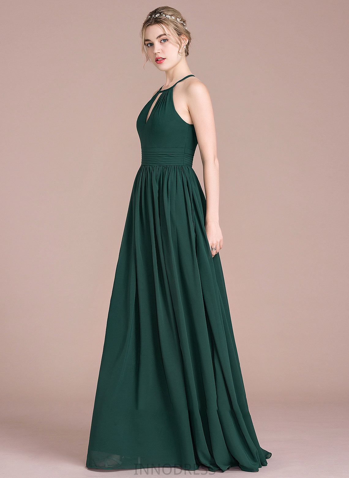 Neck Prom Dresses Chiffon Ruffle With Scoop A-Line Floor-Length Izabella