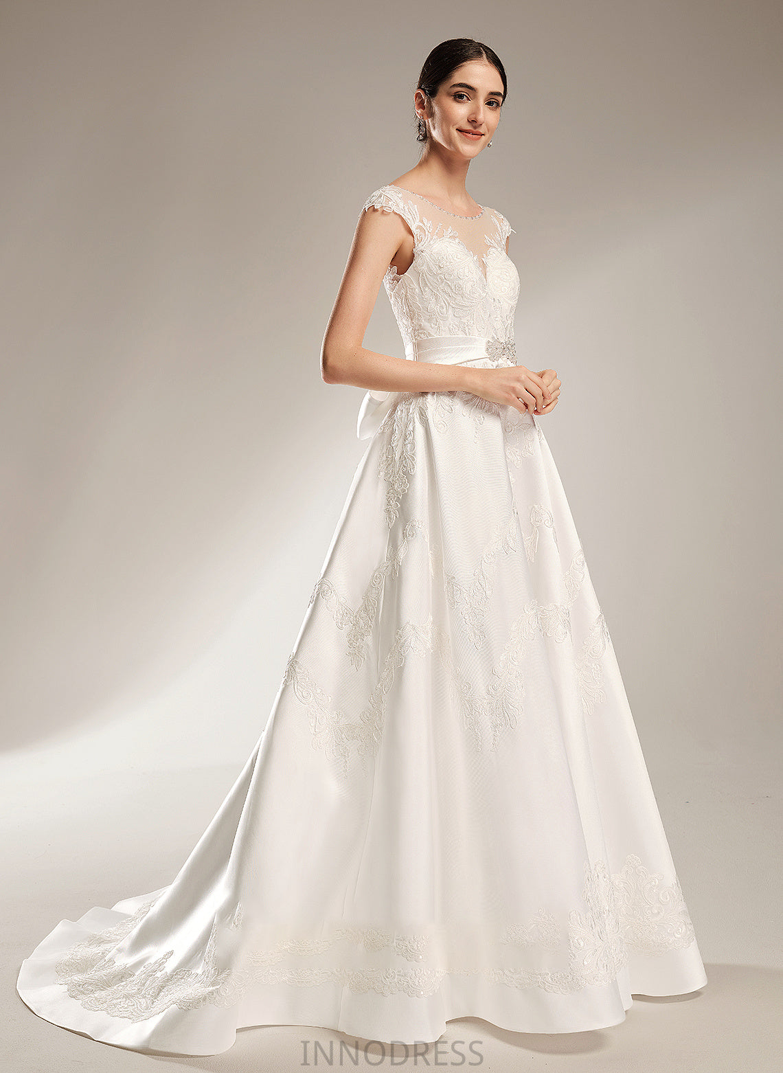 Dress Ball-Gown/Princess With Wedding Train Cherish Scoop Chapel Wedding Dresses Beading Neck Sequins