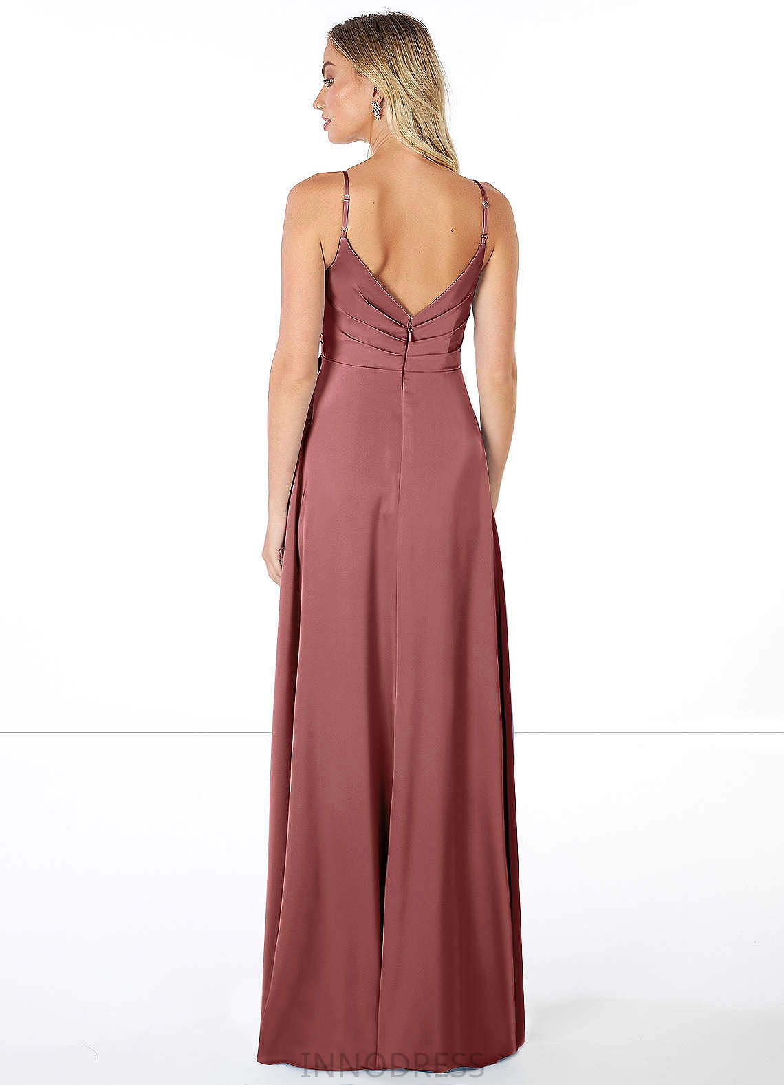 Karlee Natural Waist Sleeveless Sheath/Column Spaghetti Staps Stretch Satin Floor Length Bridesmaid Dresses