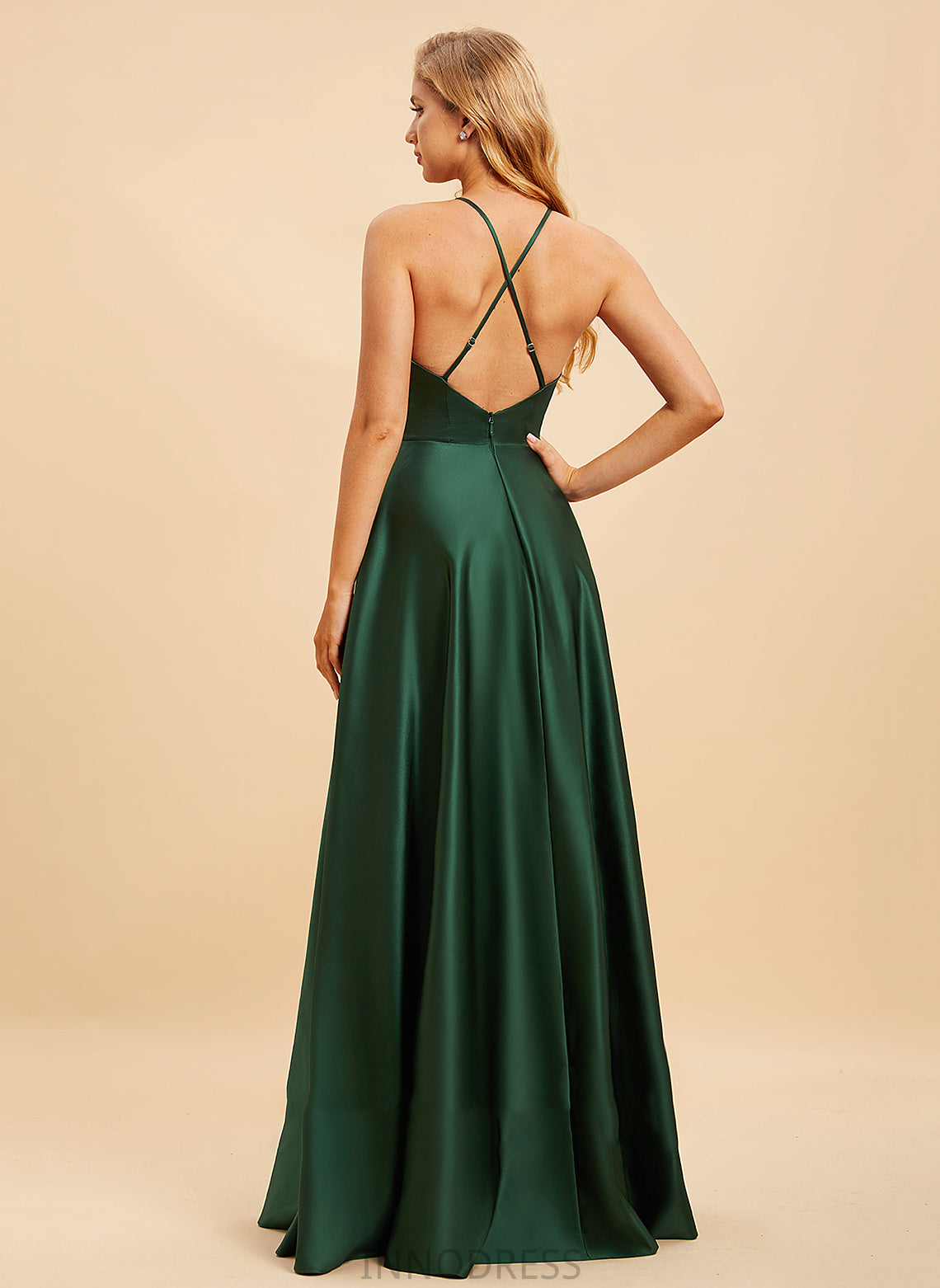 Embellishment A-Line Length HighNeck SplitFront Neckline Fabric Silhouette Floor-Length Brielle V-Neck Floor Length Bridesmaid Dresses