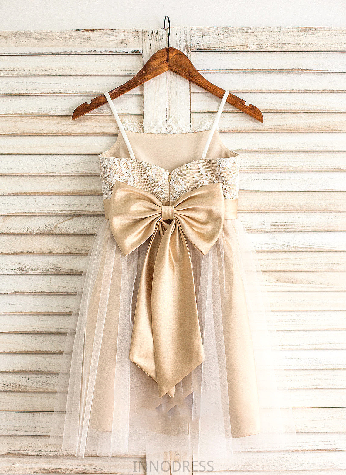 Bow(s) Junior Bridesmaid Dresses Knee-Length Kaley A-Line Tulle Square Sash With Neckline