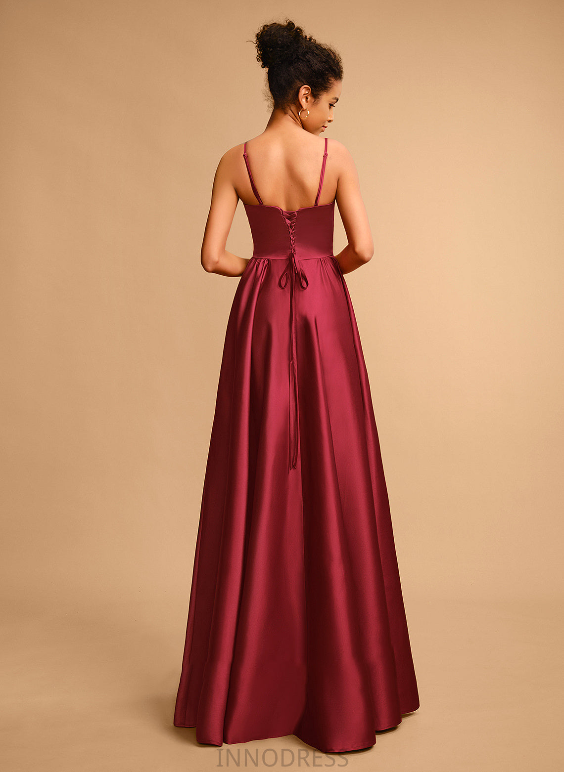 Satin Floor-Length Neckline Prom Dresses Adelaide A-Line Square