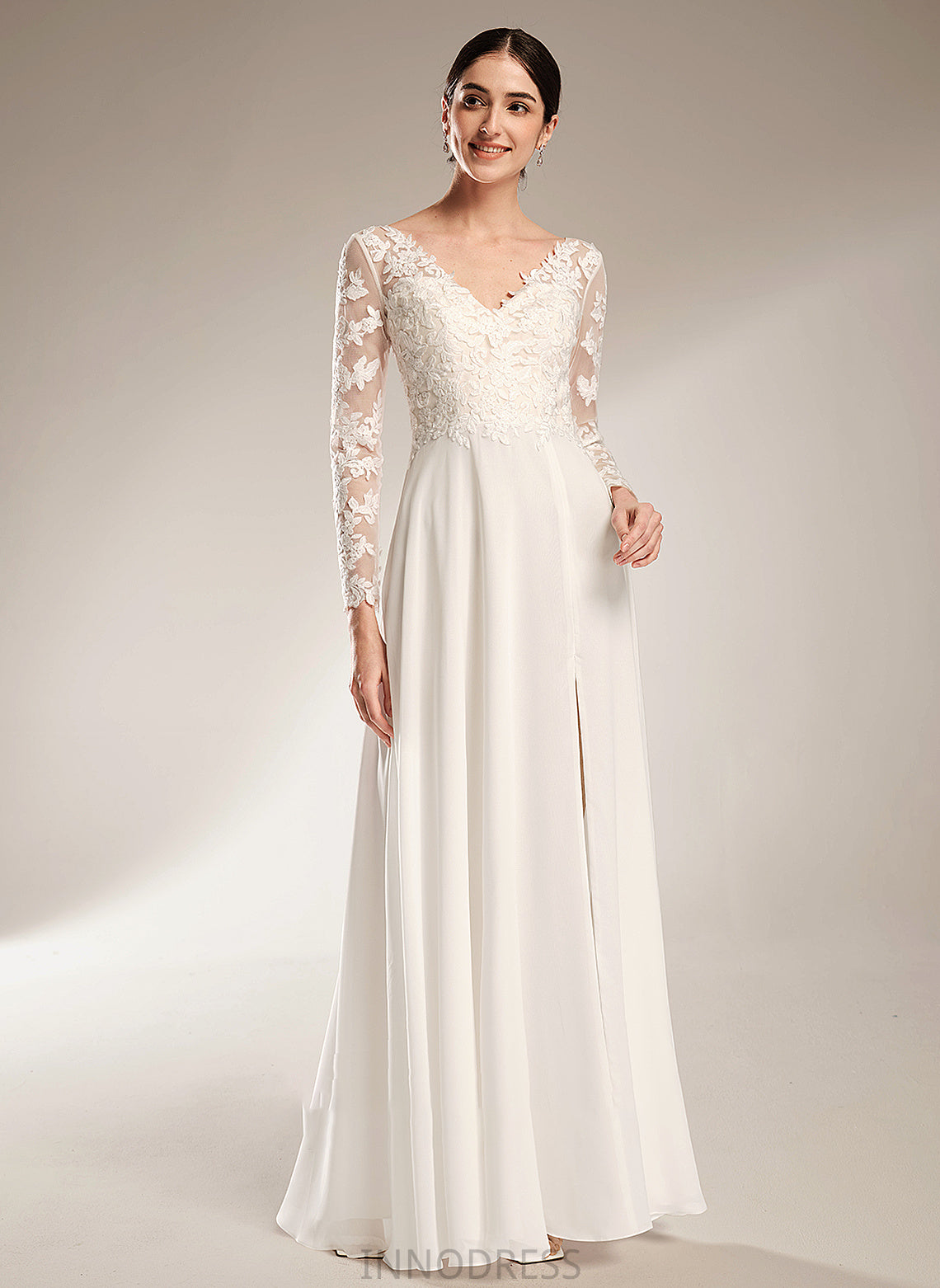 Front With Wedding Dresses Fernanda V-neck A-Line Dress Wedding Split Floor-Length