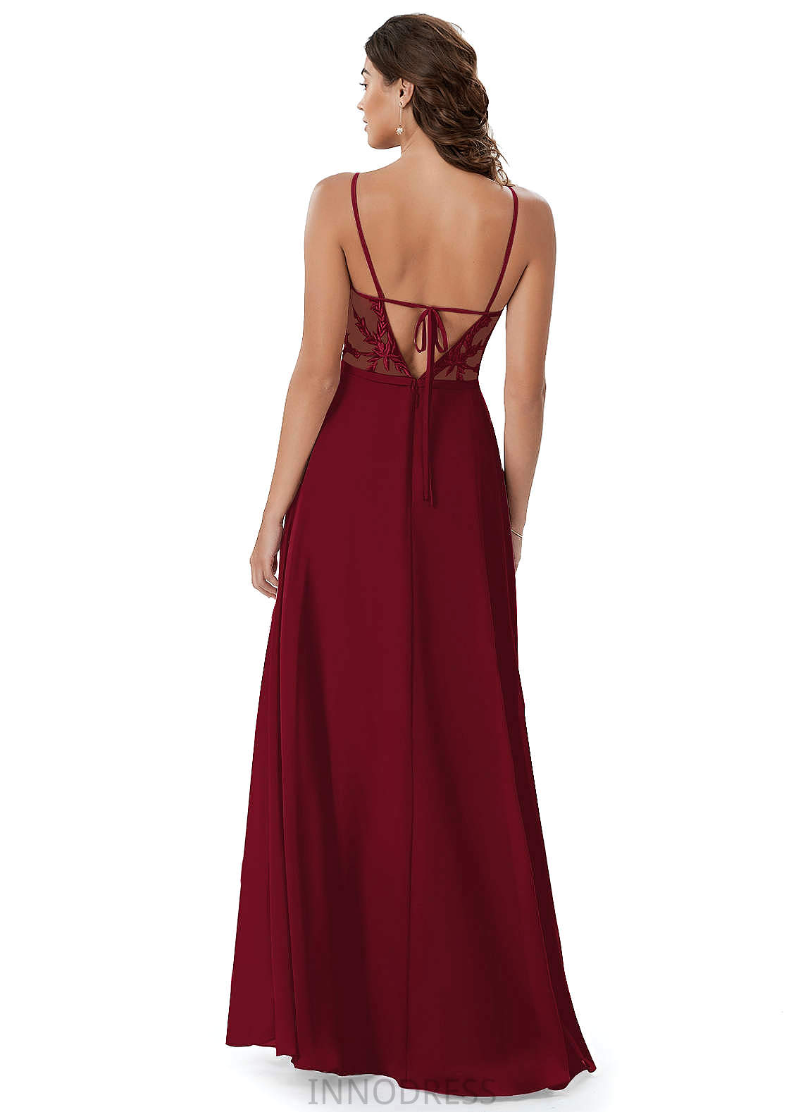 Tanya Sleeveless V-Neck Floor Length Natural Waist Sheath/Column Bridesmaid Dresses