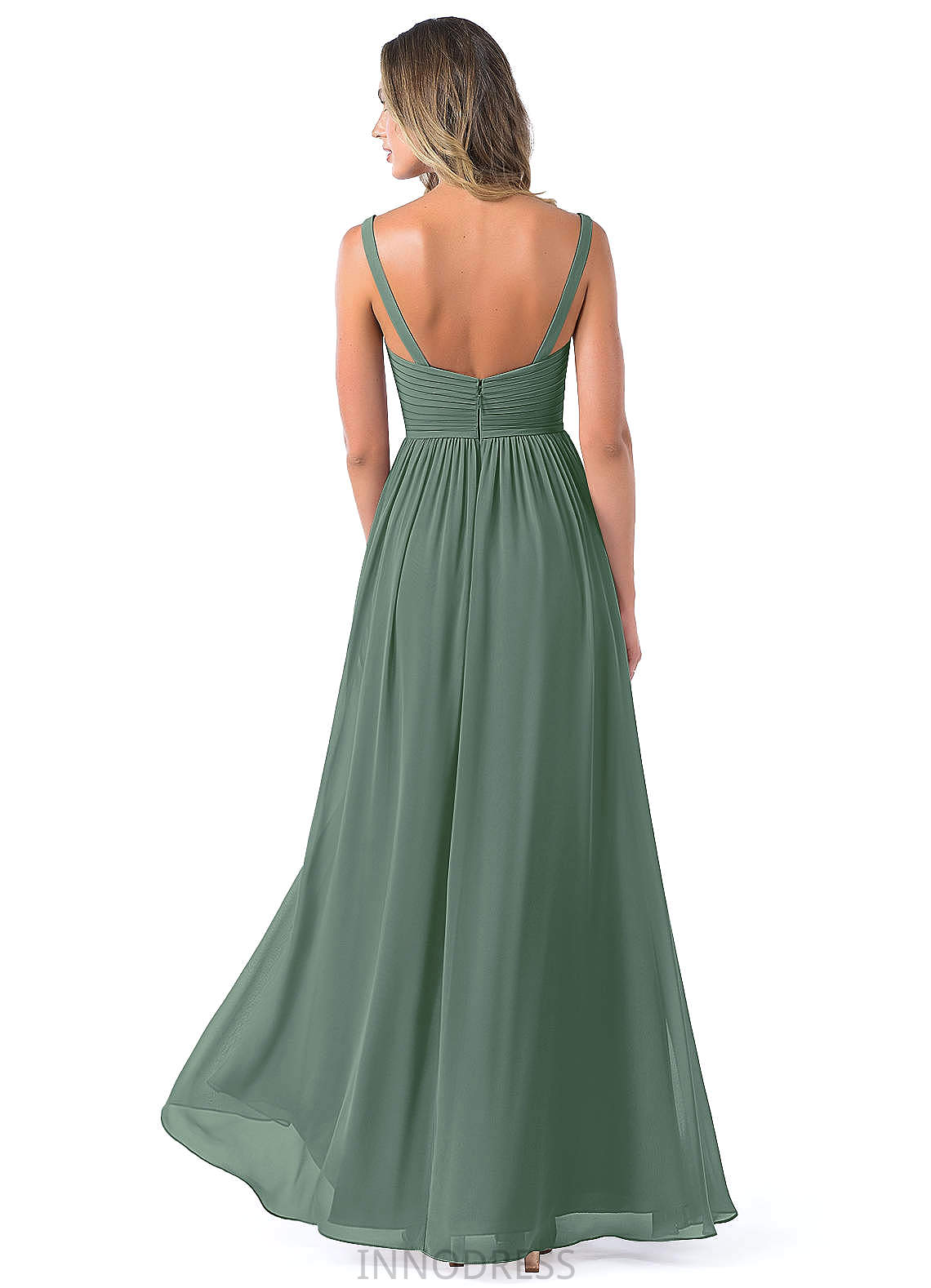 Jessica High Low V-Neck A-Line/Princess Natural Waist Sleeveless Bridesmaid Dresses