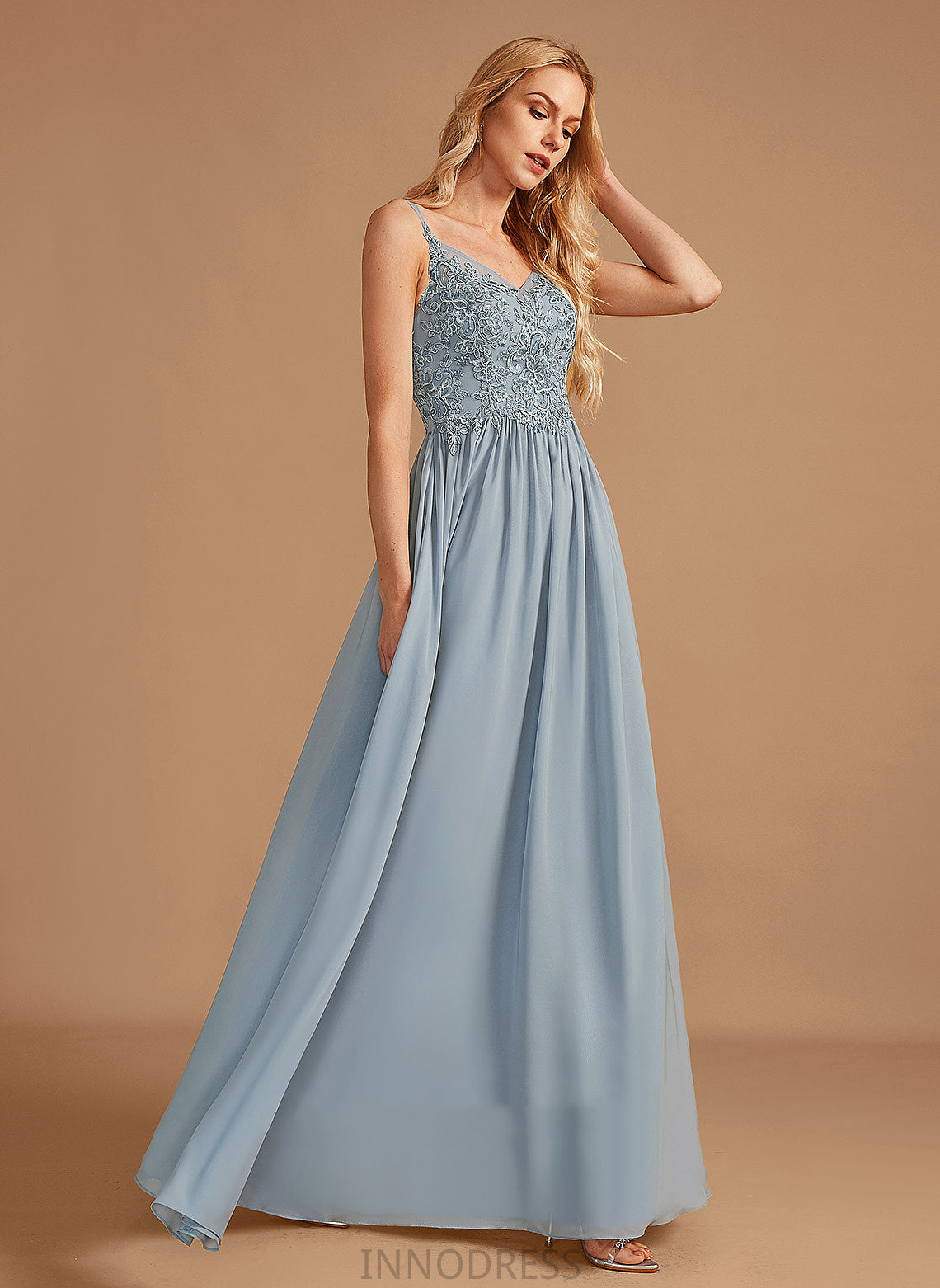 Length Floor-Length Neckline Ruffle A-Line Fabric Embellishment Silhouette V-neck Lilly A-Line/Princess V-Neck Bridesmaid Dresses