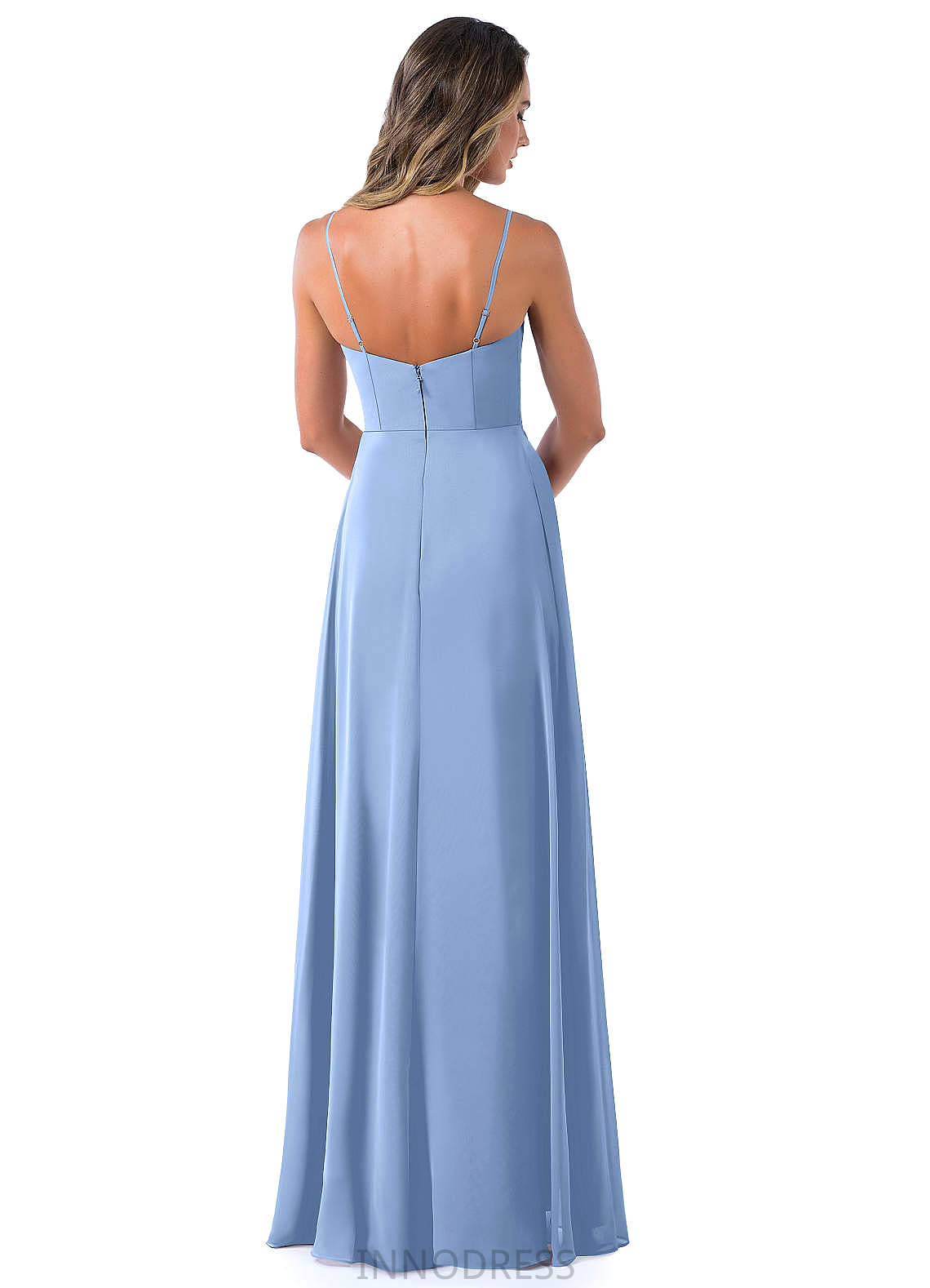 Celeste Floor Length Sleeveless Natural Waist Sheath/Column V-Neck Bridesmaid Dresses