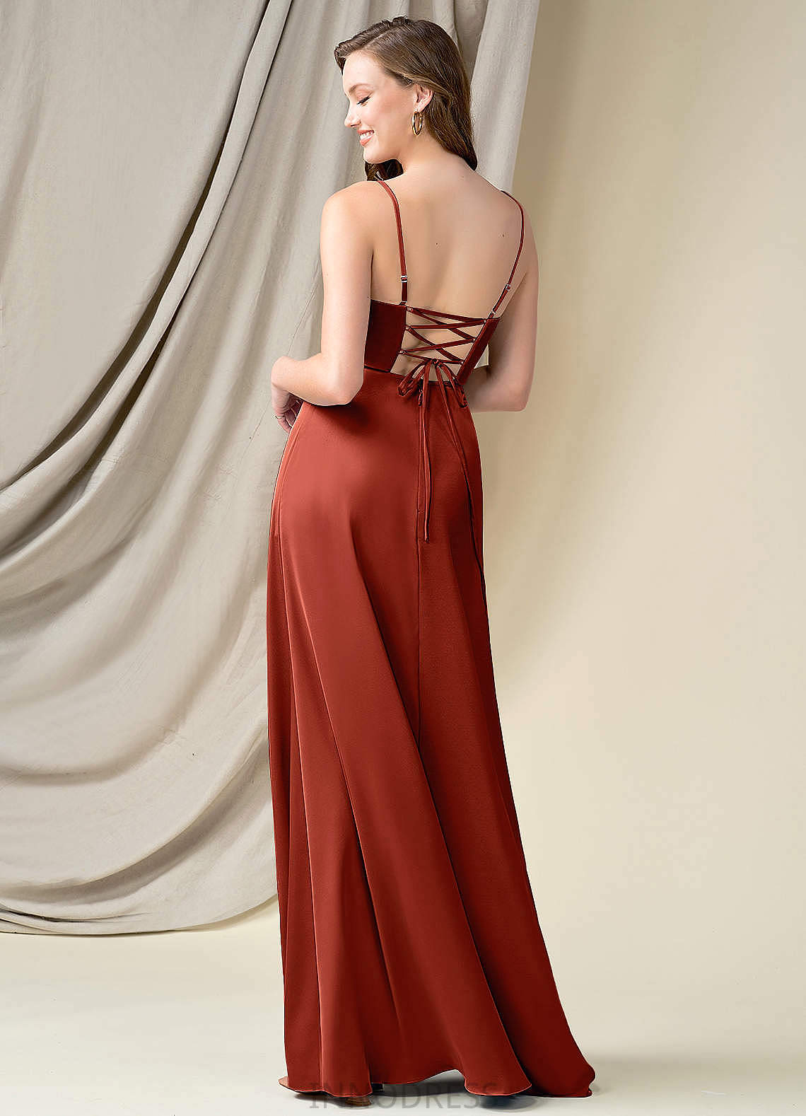 Barbara Sleeveless A-Line/Princess Floor Length Natural Waist Spaghetti Staps Bridesmaid Dresses