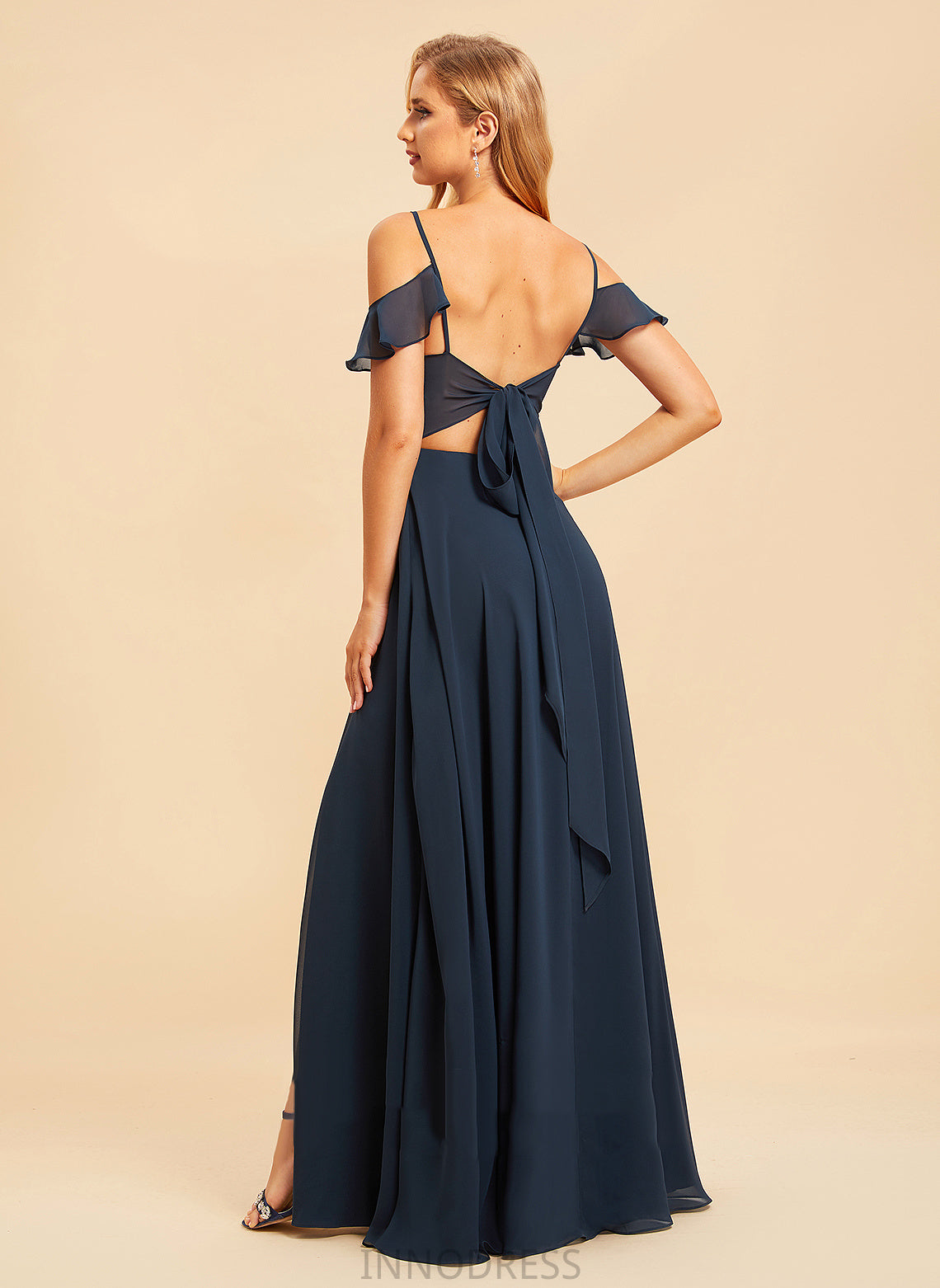 Floor-Length Silhouette A-Line Embellishment Fabric V-neck Neckline SplitFront Length Yadira Floor Length Natural Waist Bridesmaid Dresses