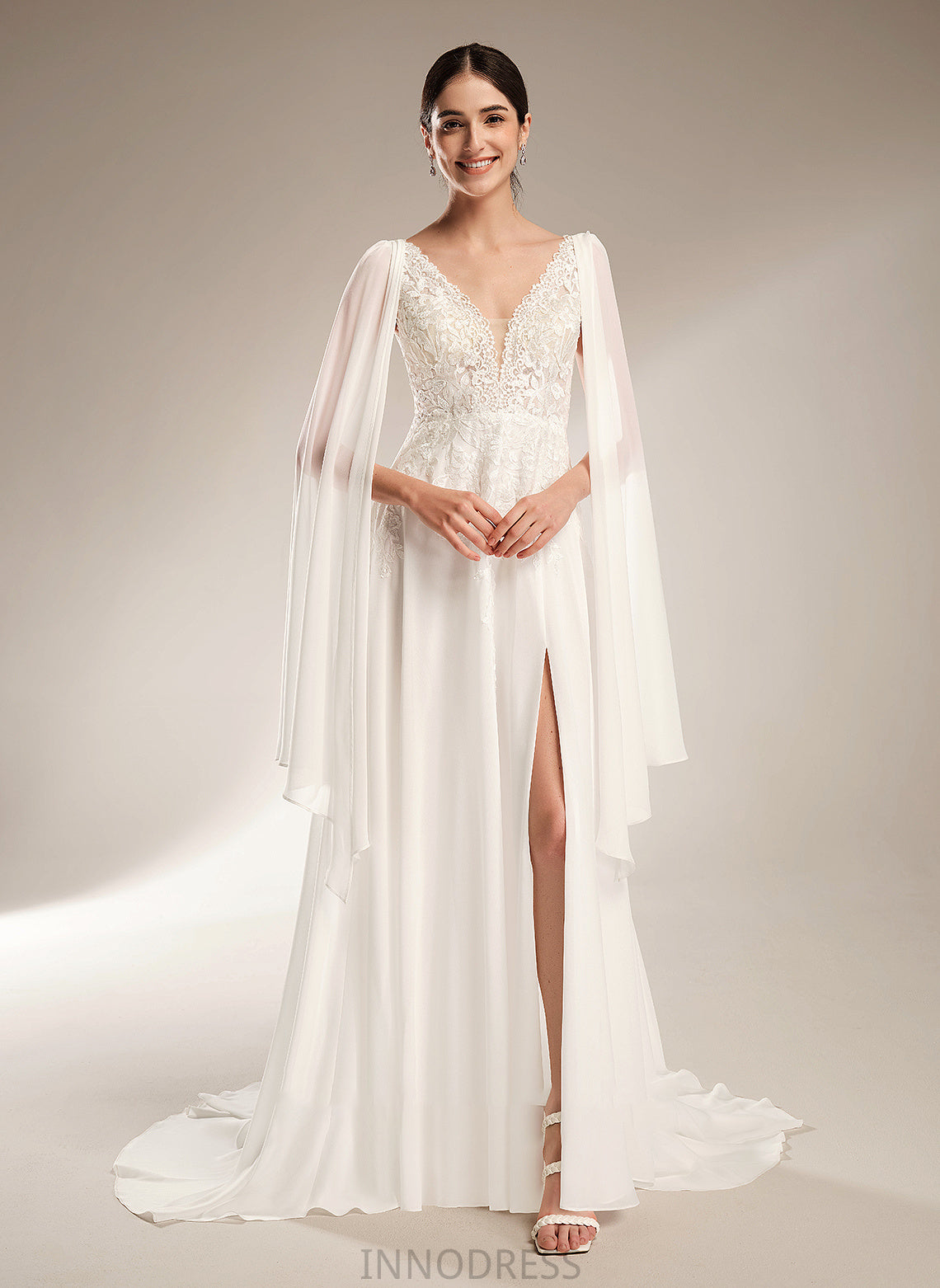 V-neck Shania Dress Wedding Dresses A-Line Train With Sequins Court Wedding