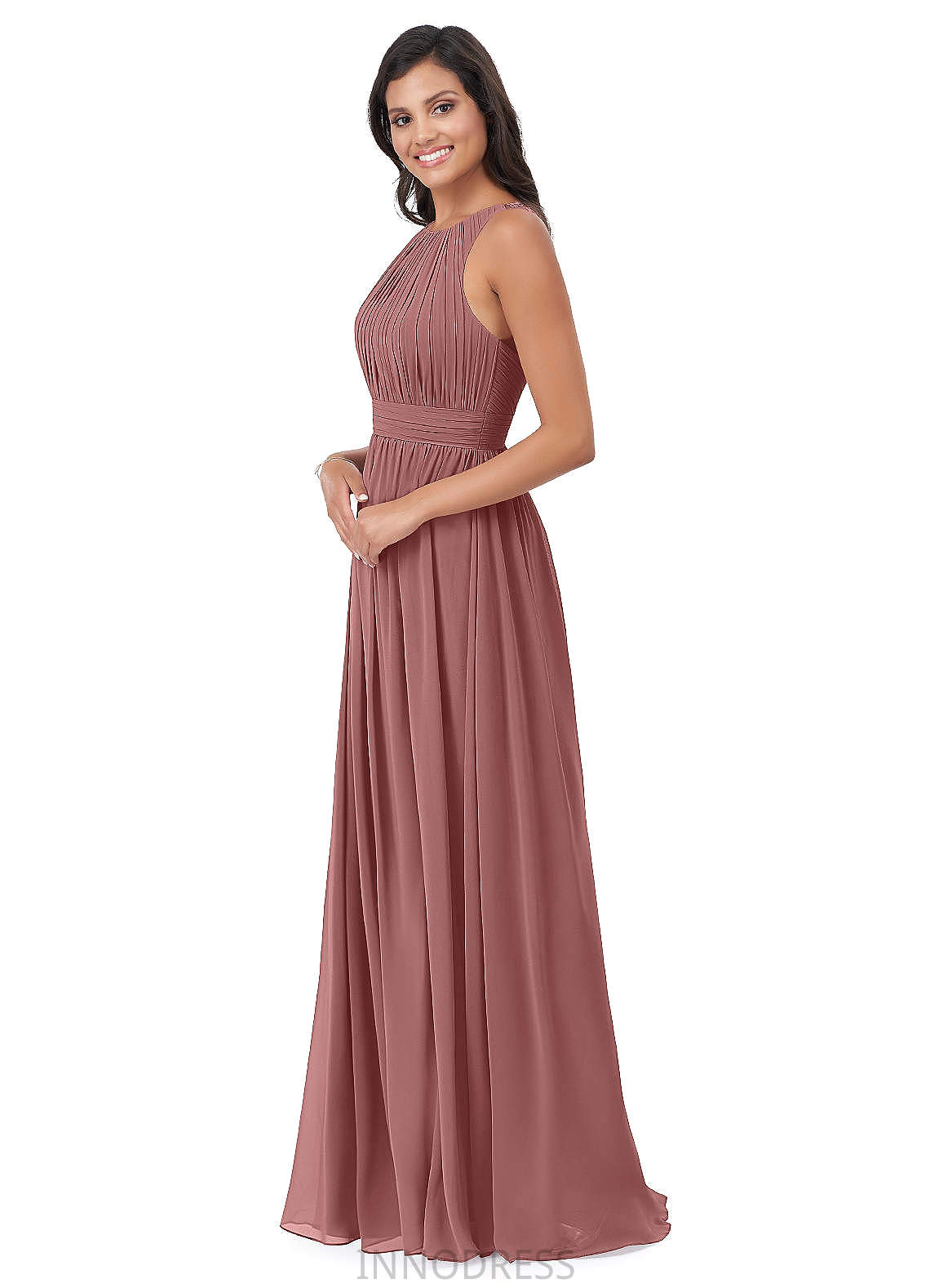 Deanna A-Line/Princess Sleeveless Floor Length Natural Waist V-Neck Bridesmaid Dresses