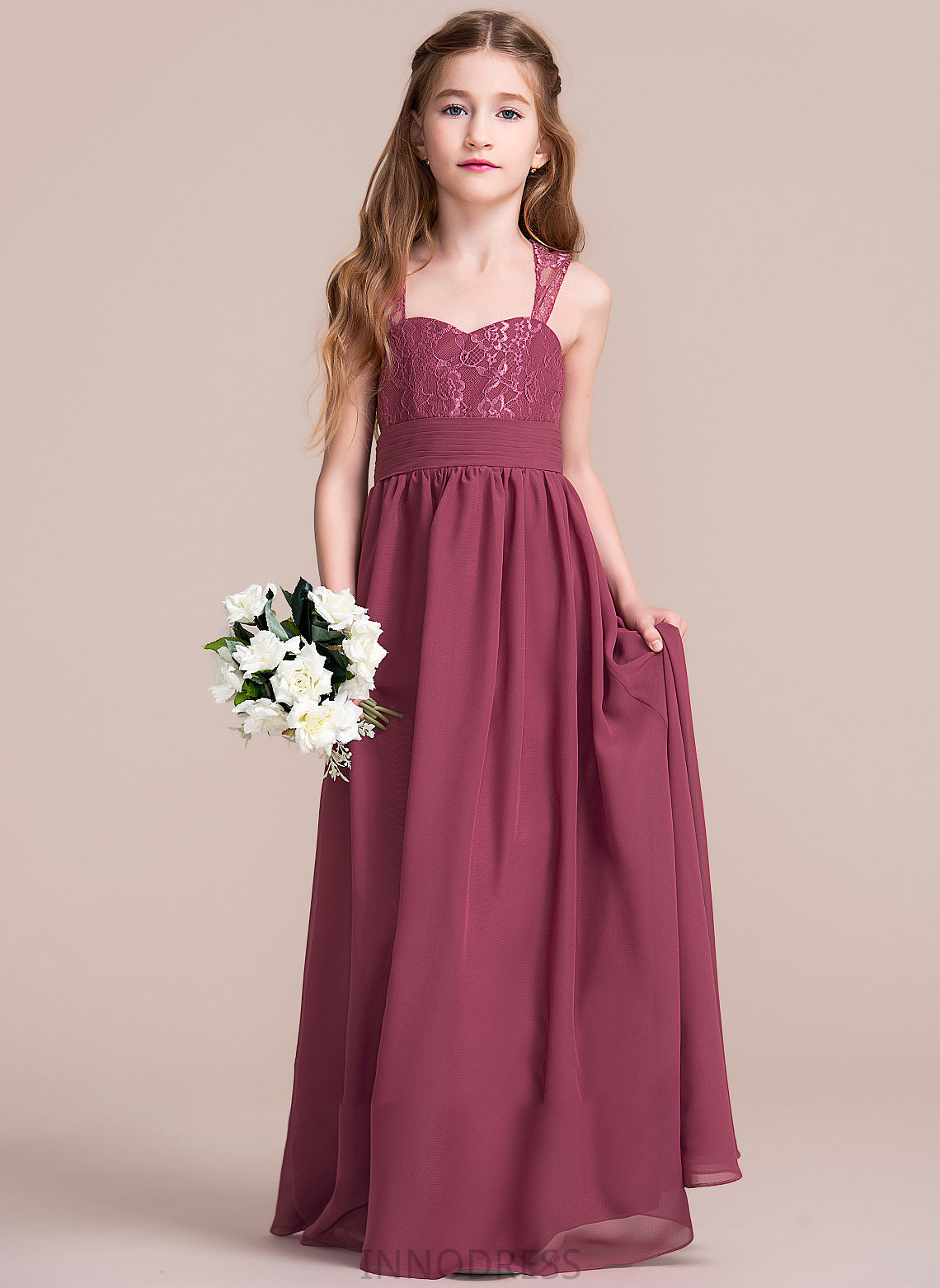 Junior Bridesmaid Dresses Sweetheart With Ruffle Chiffon Cheyenne A-Line Floor-Length