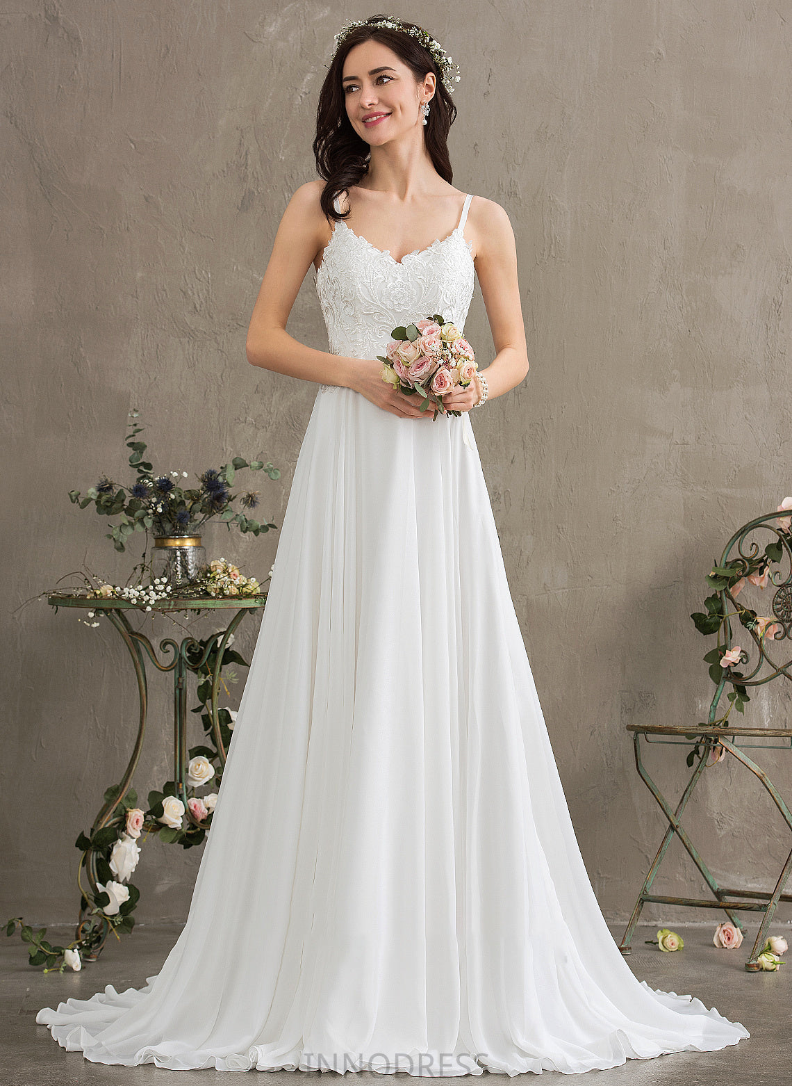 Wedding Dresses Wedding A-Line Dress Train Desirae Sweep Chiffon Sweetheart