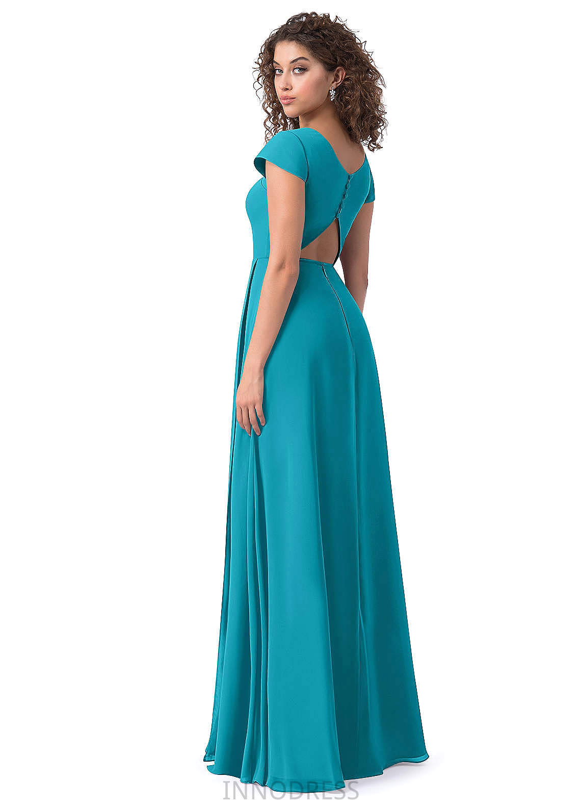 Yasmin Sleeveless Natural Waist Floor Length V-Neck Sheath/Column Bridesmaid Dresses