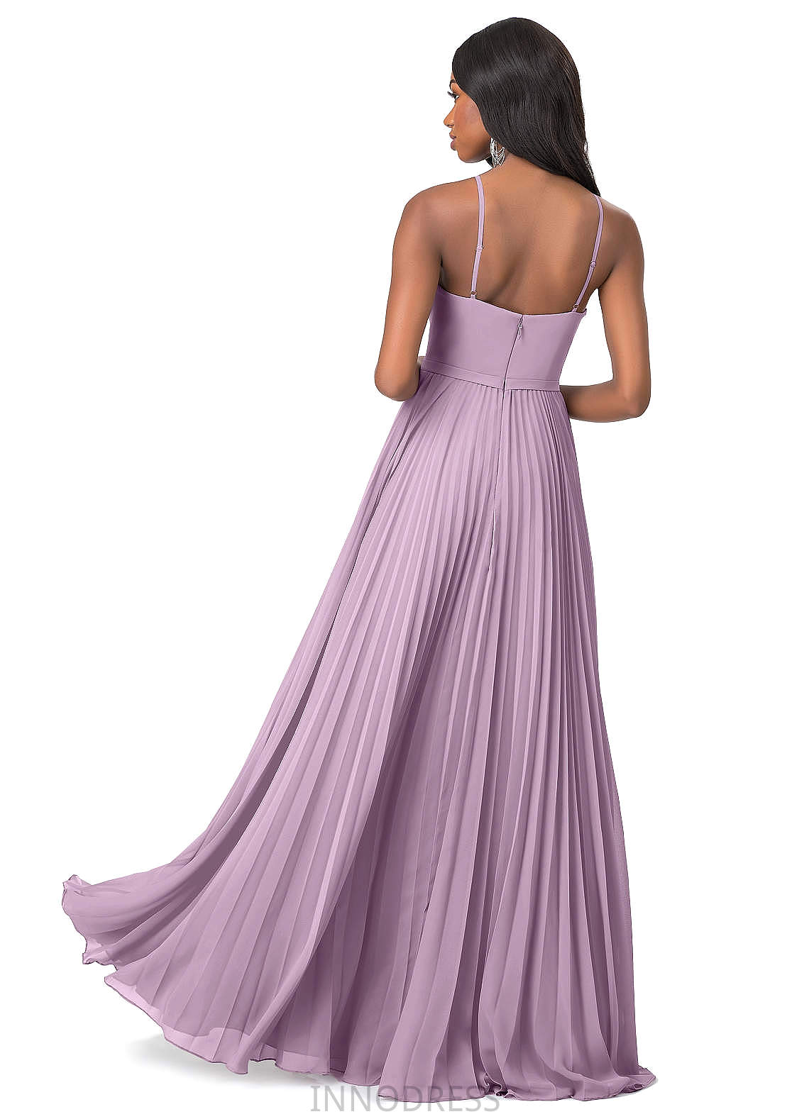 Jillian Floor Length Natural Waist Sleeveless Sheath/Column Spaghetti Staps Bridesmaid Dresses