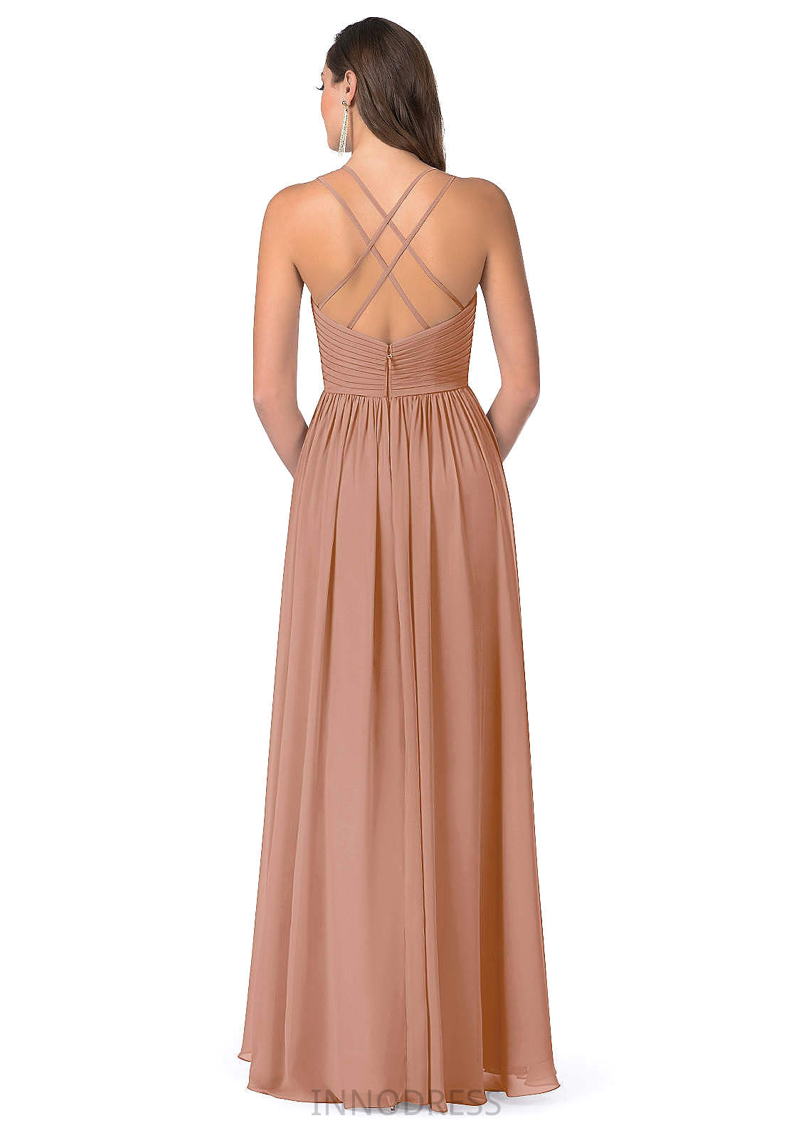 Jane A-Line/Princess Natural Waist Floor Length Straps Sleeveless Bridesmaid Dresses