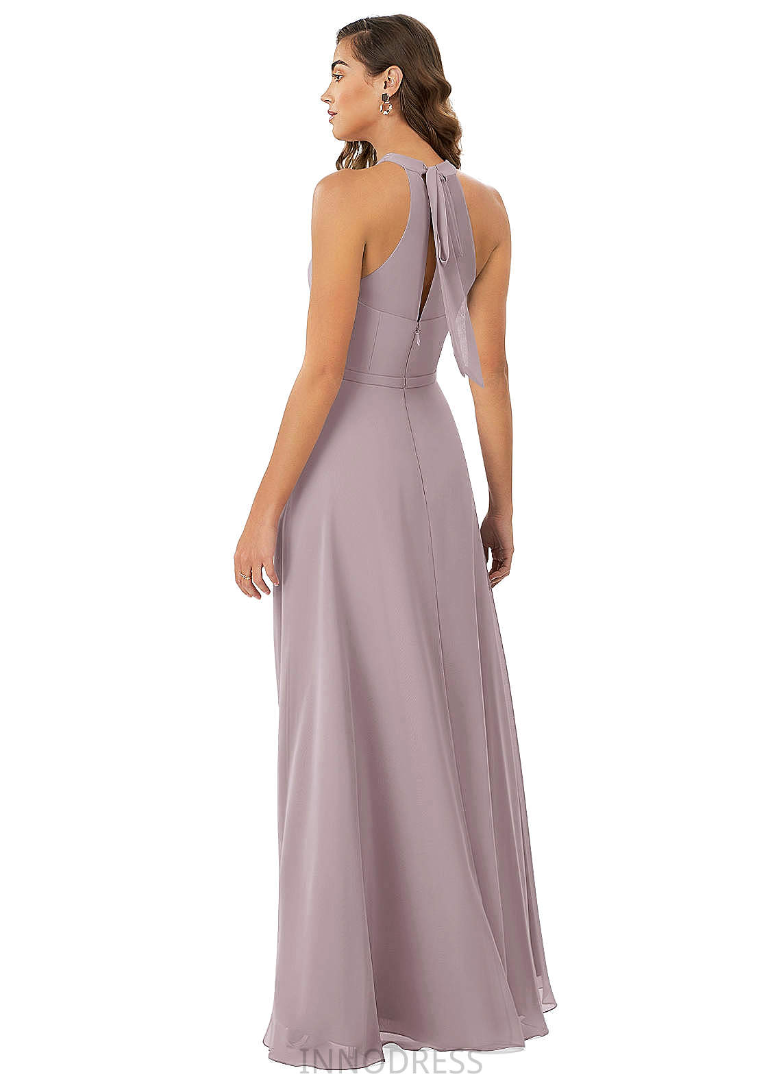 Arely Natural Waist Sleeveless Floor Length V-Neck A-Line/Princess Bridesmaid Dresses