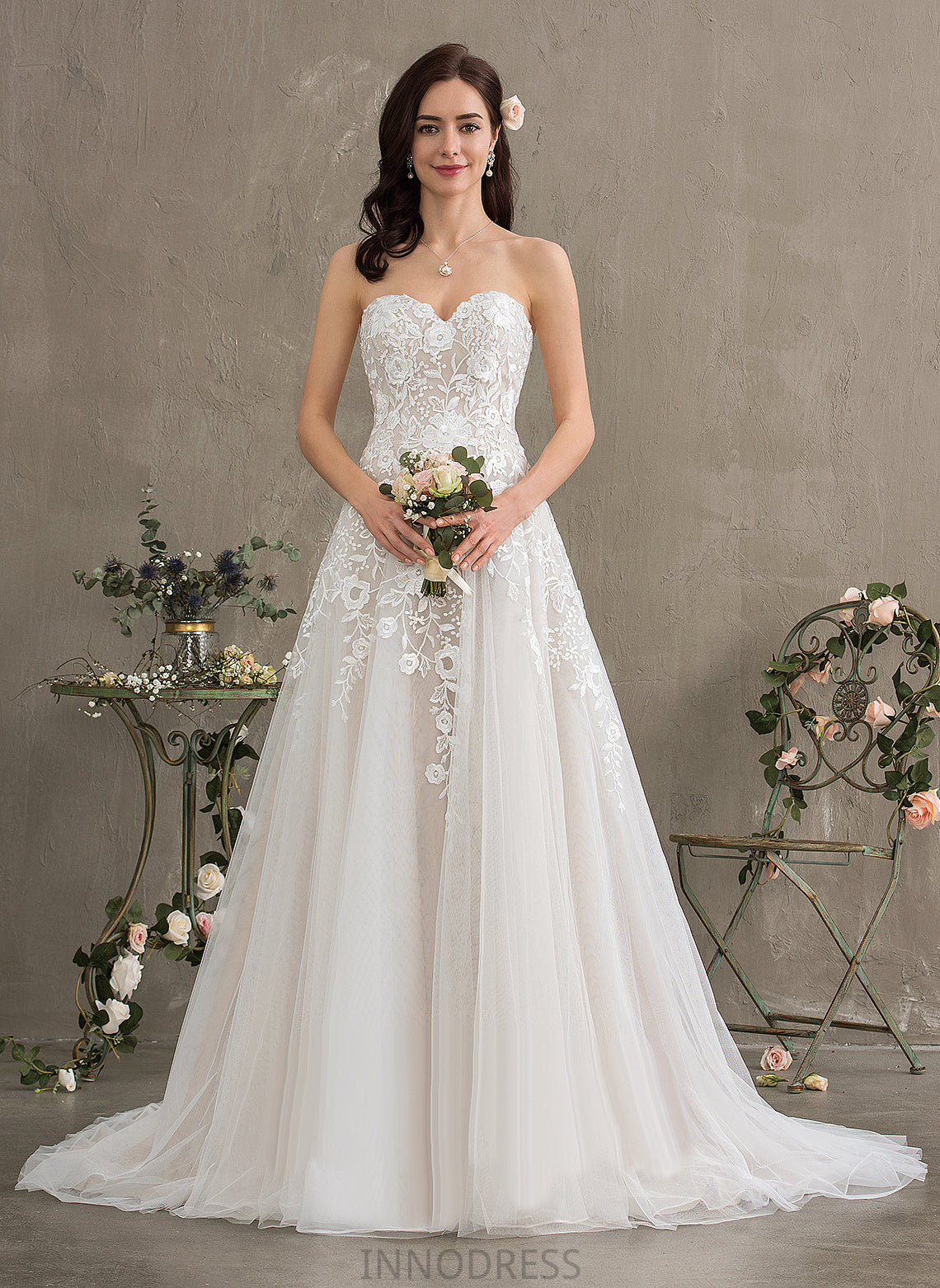 Wedding Dresses Train Kathryn Dress Tulle Wedding Lace Sweetheart Ball-Gown/Princess Court