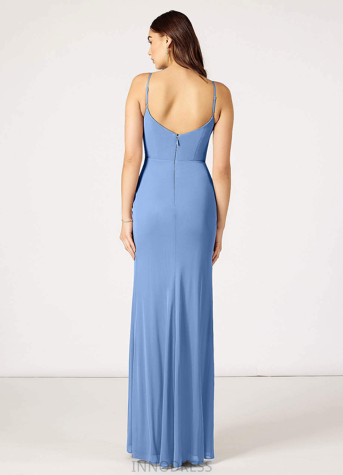 Janiya Natural Waist Floor Length V-Neck Sleeveless Bridesmaid Dresses