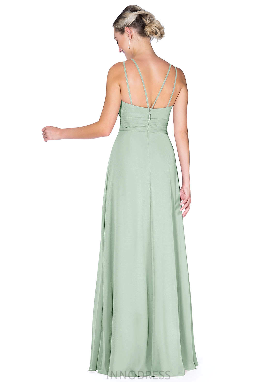 Karina V-Neck A-Line/Princess Natural Waist Sleeveless Knee Length Bridesmaid Dresses