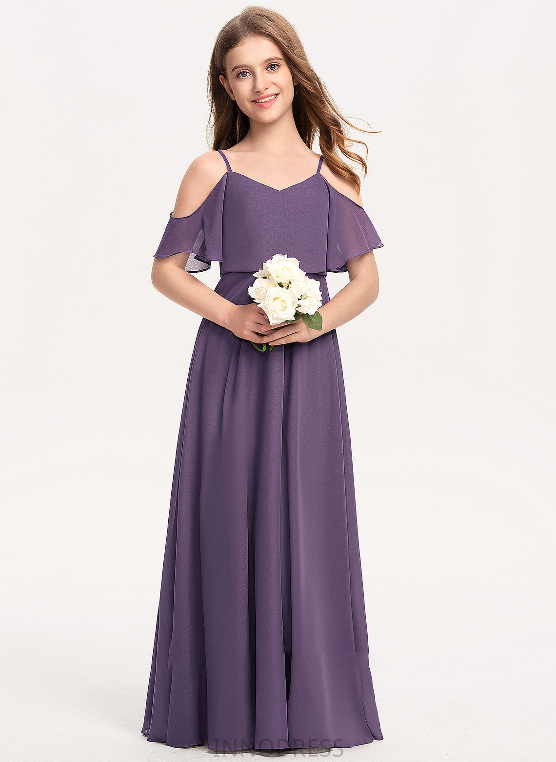 Junior Bridesmaid Dresses Alia Chiffon A-Line Floor-Length V-neck