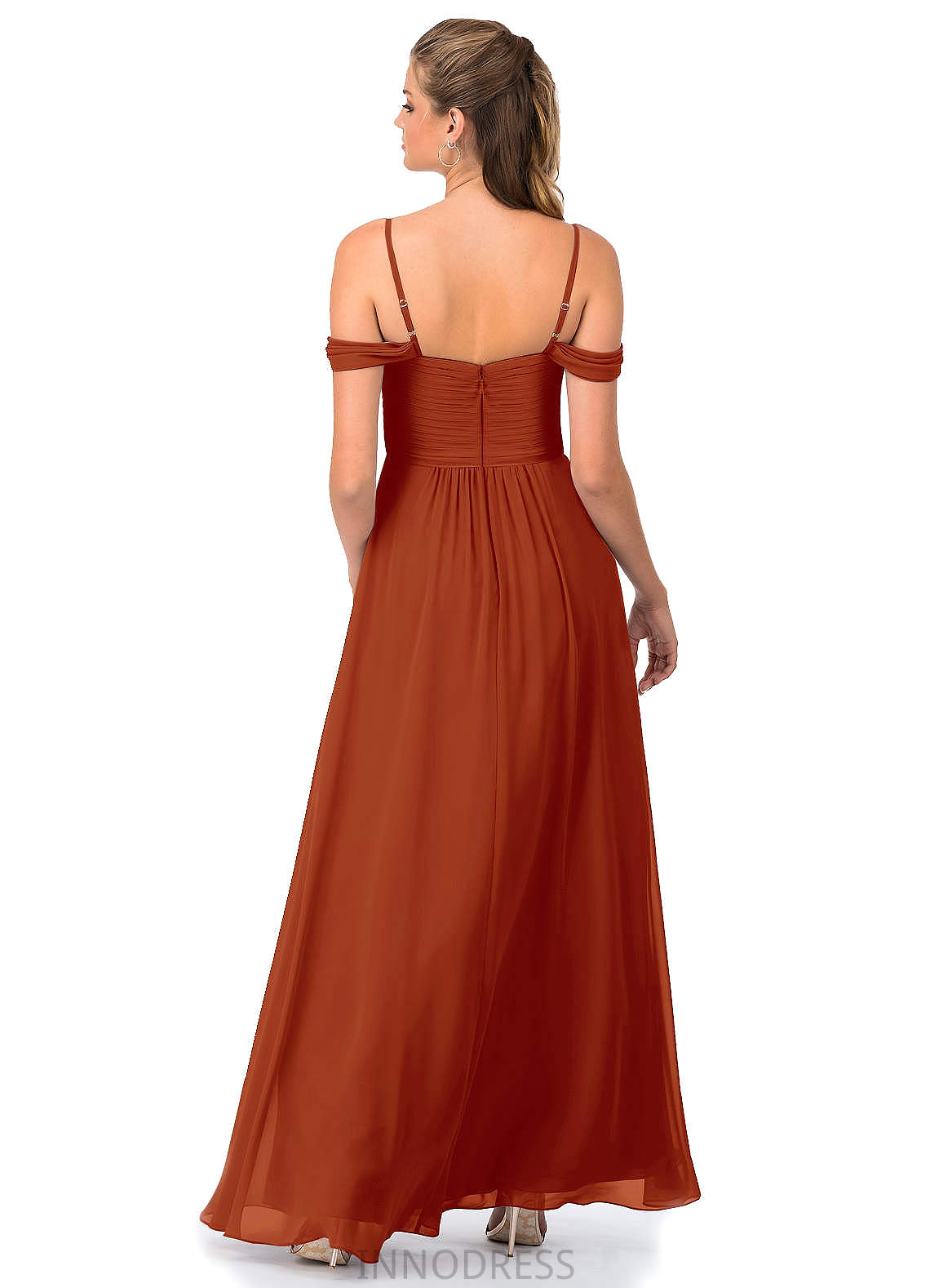 Mabel Natural Waist Sleeveless A-Line/Princess Floor Length Spaghetti Staps Bridesmaid Dresses