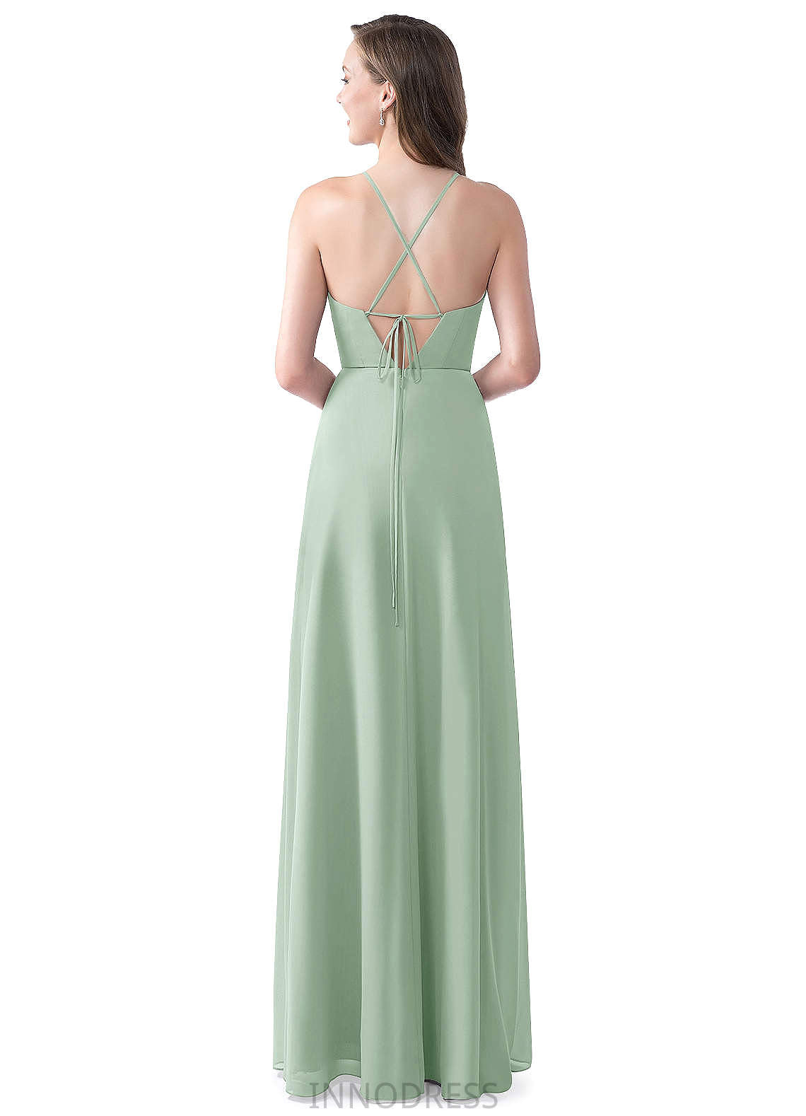 Mila A-Line/Princess Spaghetti Staps Floor Length Natural Waist Sleeveless Bridesmaid Dresses