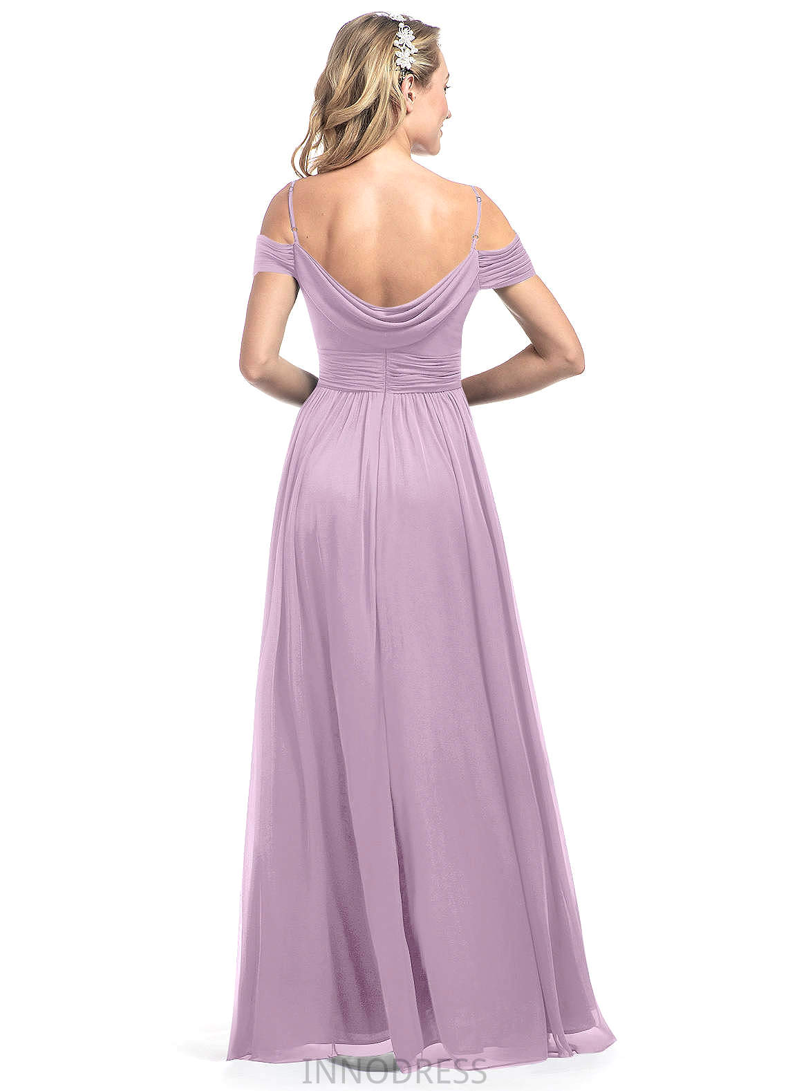 Emma Floor Length Spaghetti Staps Natural Waist Half Sleeves A-Line/Princess Bridesmaid Dresses