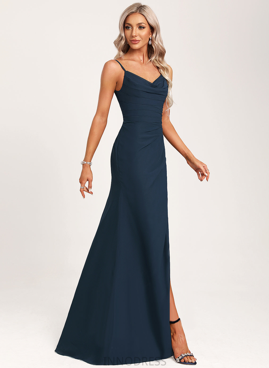 Floor-Length Neckline Fabric Length Trumpet/Mermaid Cowl Straps&Sleeves Silhouette Kailee Bridesmaid Dresses