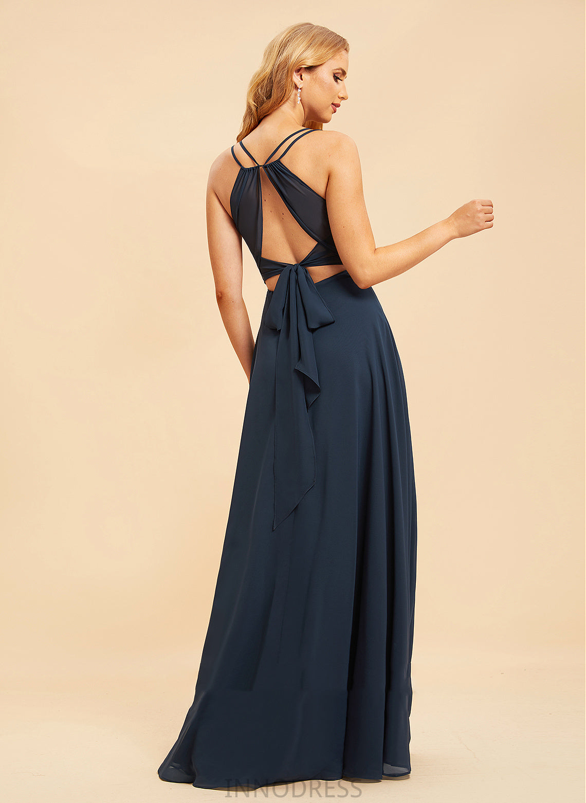 Neckline Length Ruffle Embellishment A-Line V-neck Floor-Length Silhouette Fabric Laura Spaghetti Staps Floor Length Bridesmaid Dresses