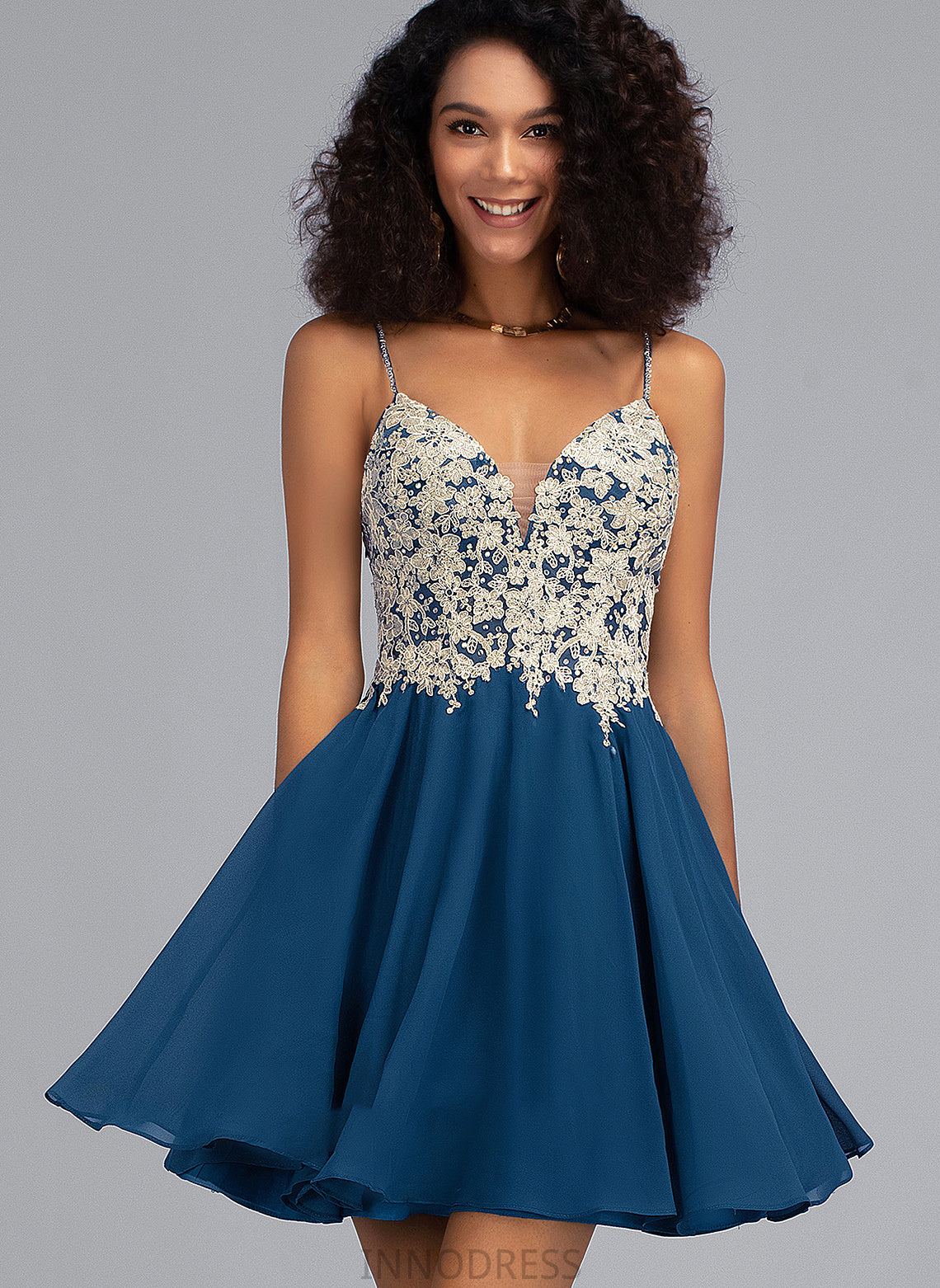 Chiffon Amani Short/Mini V-neck With A-Line Beading Prom Dresses