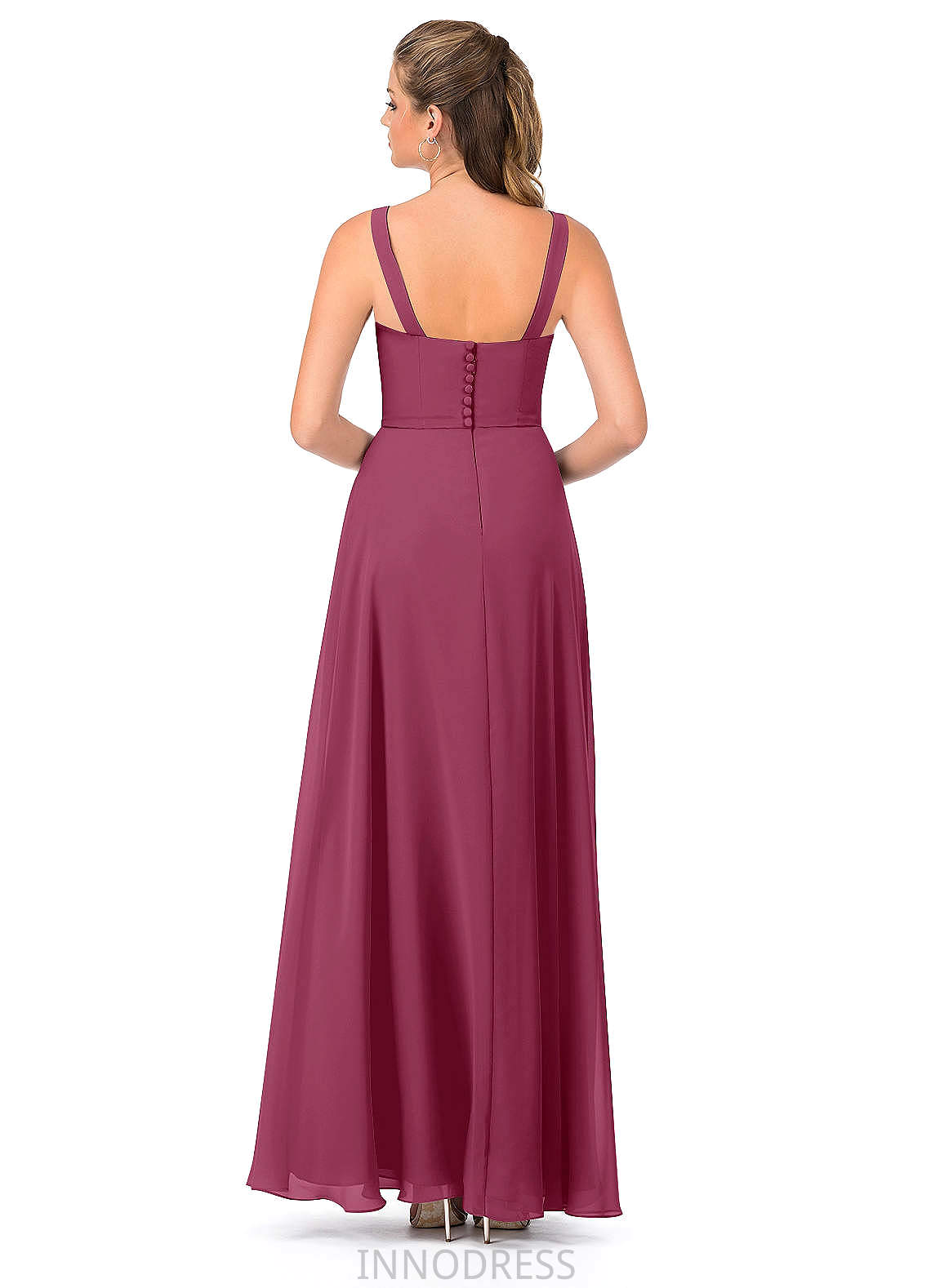 Naima Spaghetti Staps Floor Length A-Line/Princess Natural Waist Sleeveless Bridesmaid Dresses